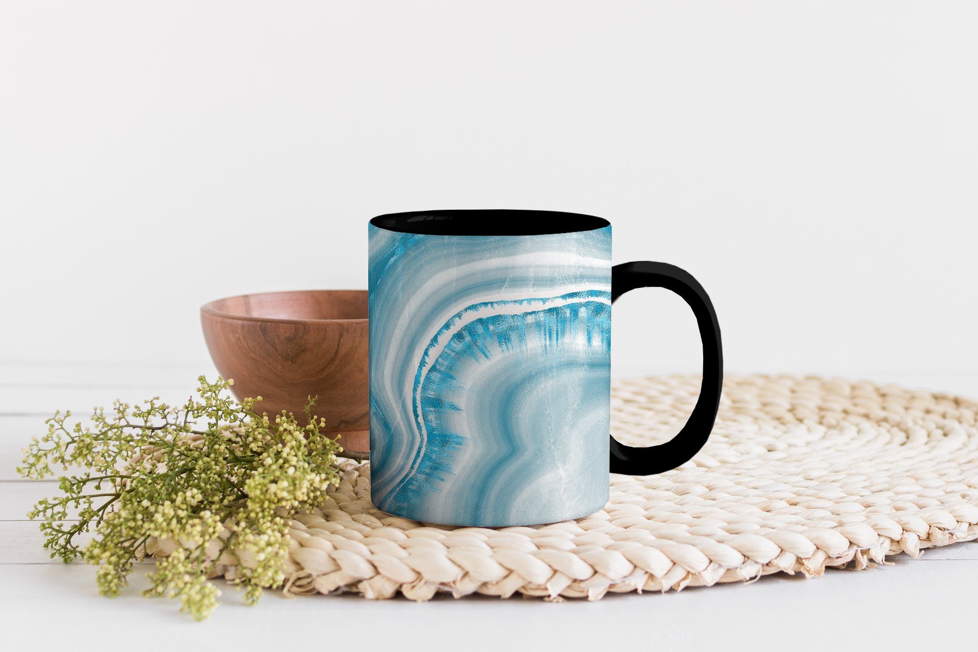 Kaffeetassen, Teetasse, Keramik, - Geschenk - Farbwechsel, Zaubertasse, Tasse Marmor Linie, Weiß MuchoWow