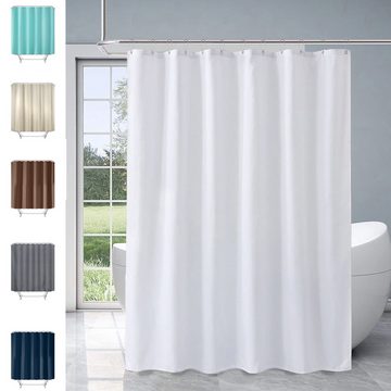 BlauCoastal Duschvorhang Weiß Textil Duschvorhang (1-tlg., Waschbar Hochwertig Stoff Duschvorhang Badewanne), 1.8 x 1.8m Lang mit 12 Ringen