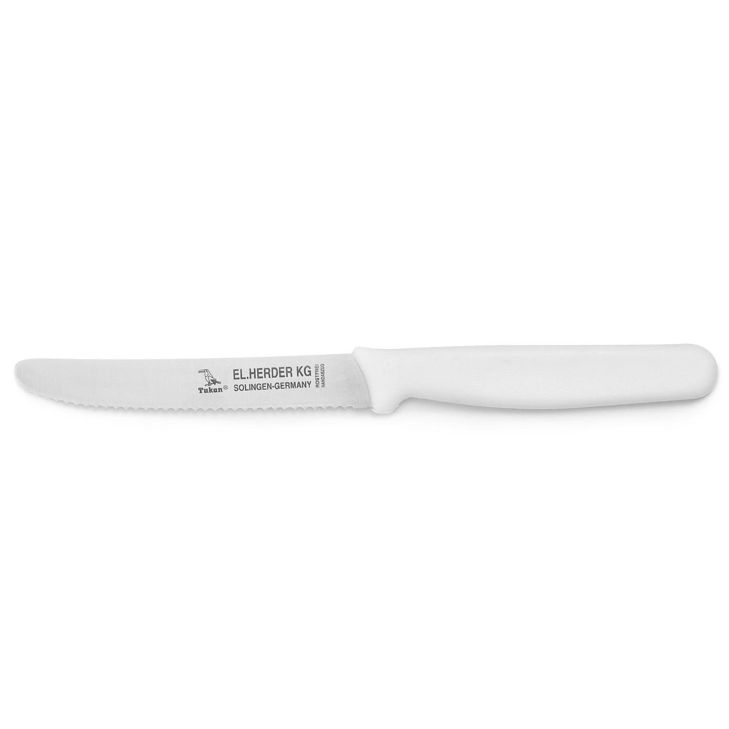 Landshop24 Brötchenmesser Brotmesser Tomatenmesser Tafelmesser 6er Set weiß, Edelstahl (Spezialstahl 1.4116) konisch geschliffen