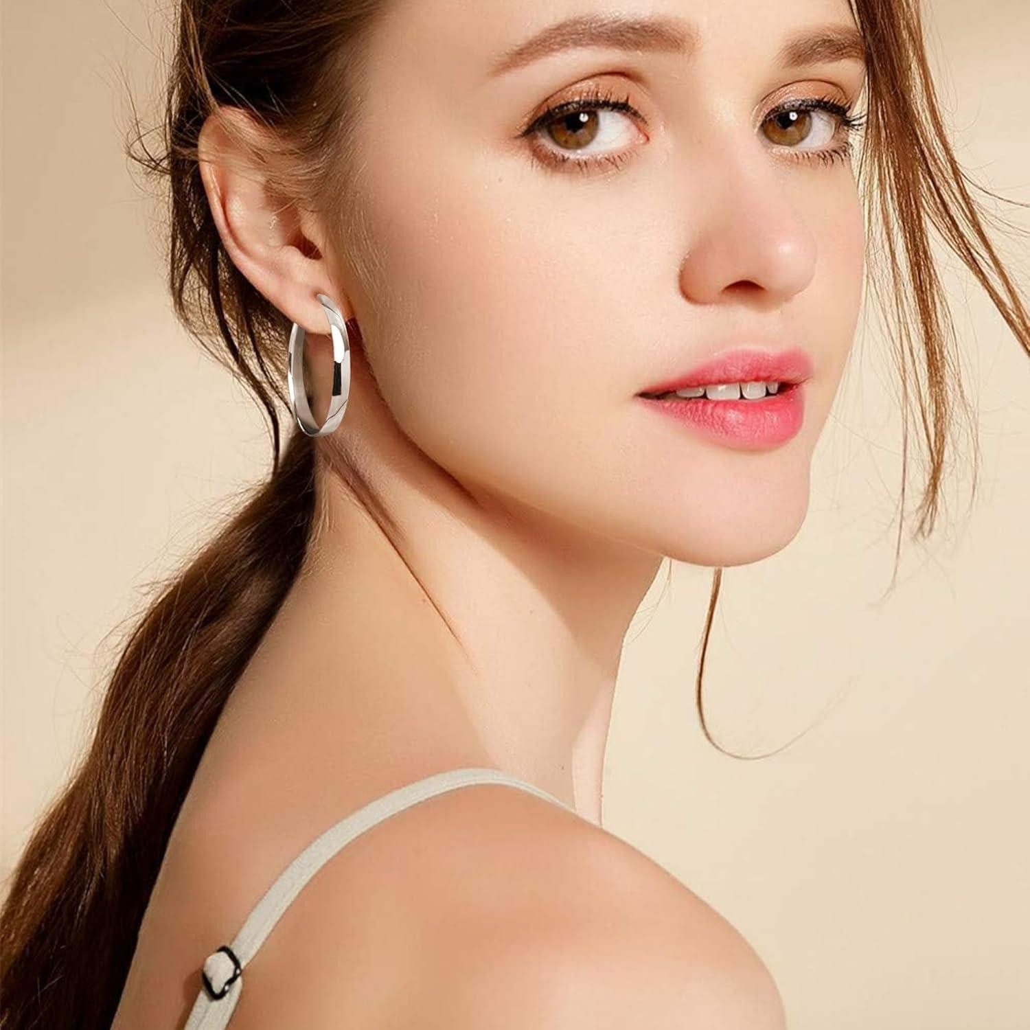 LuxusKollektion Ohrring und Ketten Set Creolen Silber 925 14K Gold Hypoalle günstig online kaufen