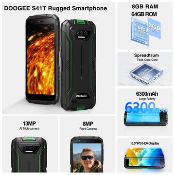 DOOGEE S41T Outdoor Mobile Phone Without Contract [2024], 6300 mAh Handy (5.5 Zoll, 64 GB Speicherplatz, 13 MP Kamera, Android 13.0Schnellladung)