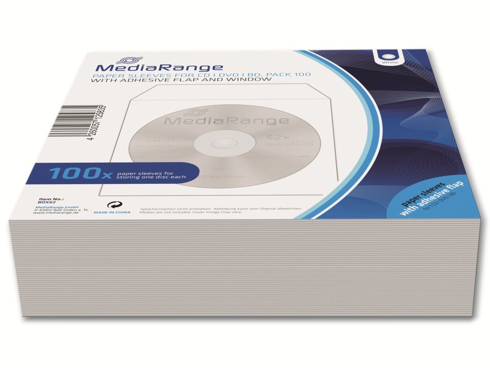 Mediarange Reinigungsbürste MEDIARANGE CD-Papiertaschen, 100er Pack, weiß