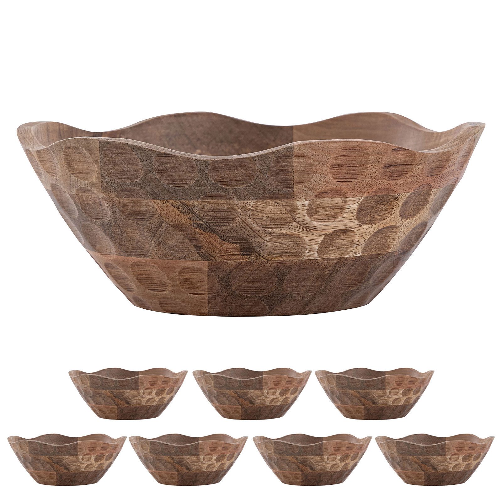 Amagohome Obstschale Dekoschale Masterbox 8-teilig Holzschale rund Origin Mangoholz massiv, Mangoholz massiv