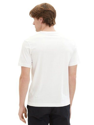 TOM TAILOR white mit Logofrontprint T-Shirt großem