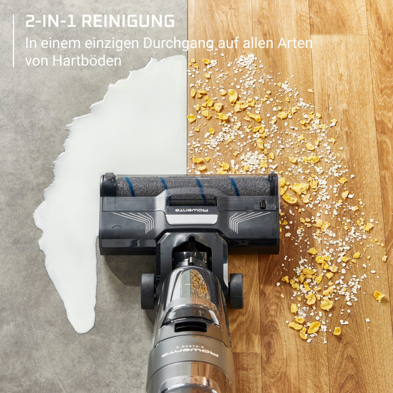 Rowenta Nass-Trocken-Sauger X-Clean 4, kabellos, 2-in-1 Staubsauger für alle Hartböden, 200 W, beutellos, kabellos, Selbstreinigungsfunktion, Schmutzerkennung, GZ5037