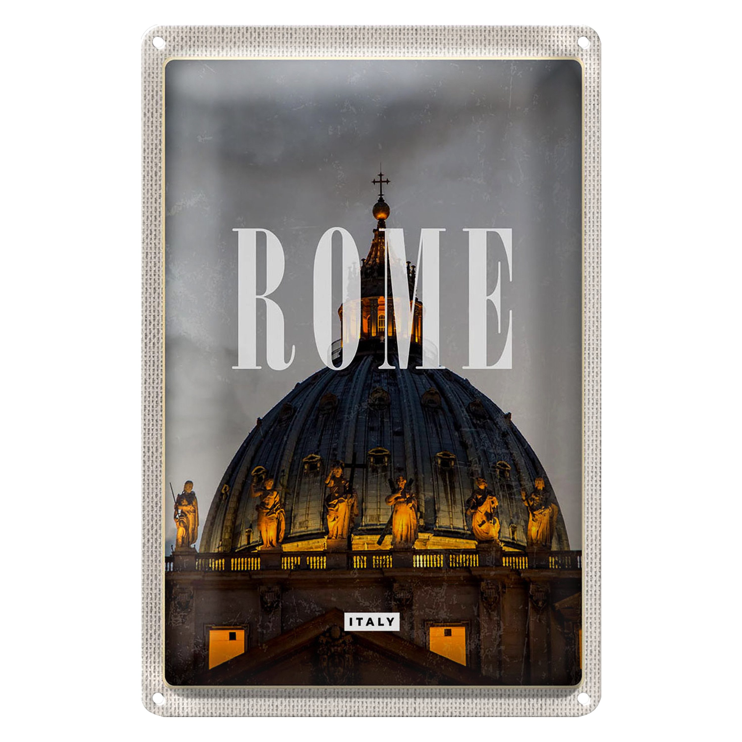 Roomando Metallschild Reise 12x18cm Rom Italien St. Peter's Basilica