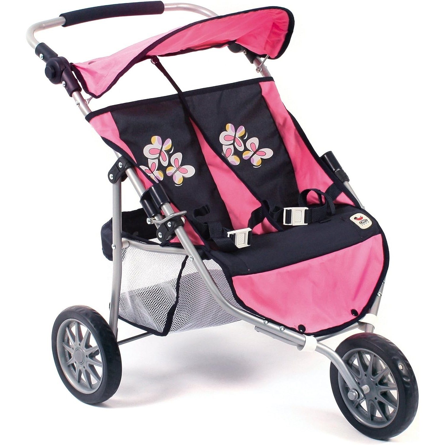 CHIC2000 Puppenwagen 697 46 Zwillings - Jogger, Pink Checker