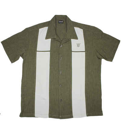 Steady Clothing Kurzarmhemd Classy Piston Grün Retro Vintage Bowling Shirt Rockabilly