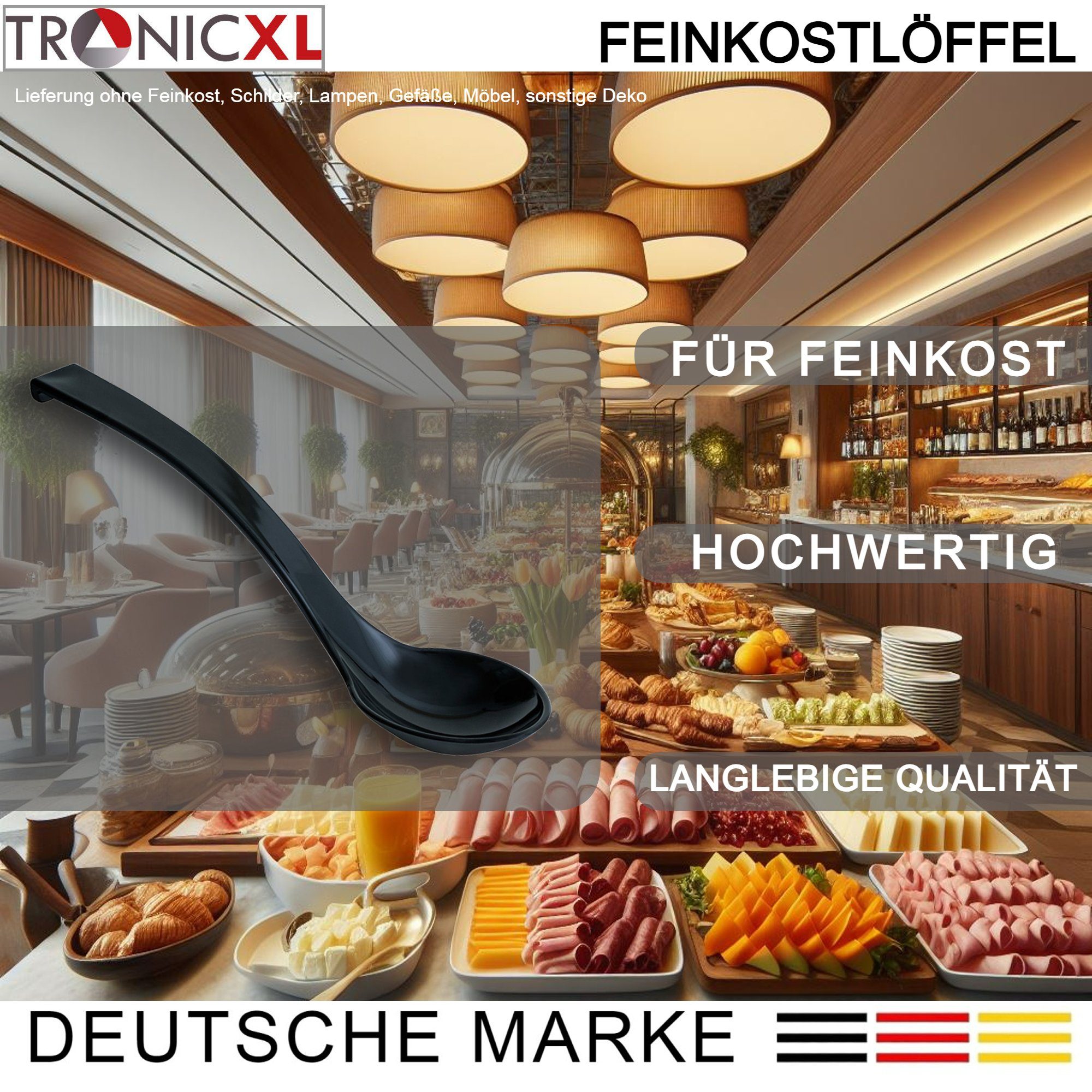 TronicXL Servierlöffel 6 Stück SAN Feinkostlöffel Löffel Servier Feinkost Salat Schöpflöffel, spülmaschinengeeignet SAN Kunststoff Salat Oliven Kapern – Bild 4 von 5