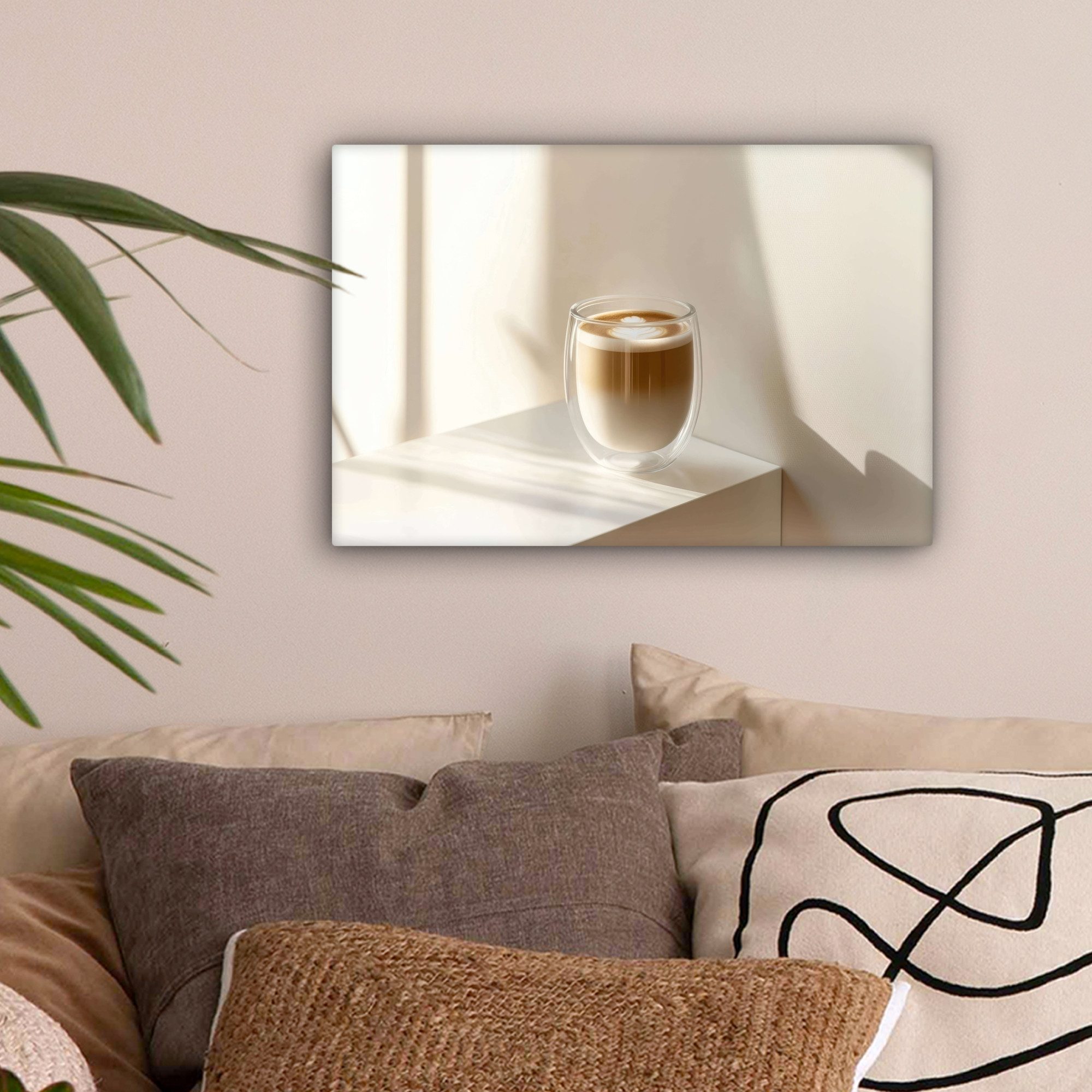 OneMillionCanvasses® Leinwandbild Becher - Latte - Minimalistisch - Schatte günstig online kaufen