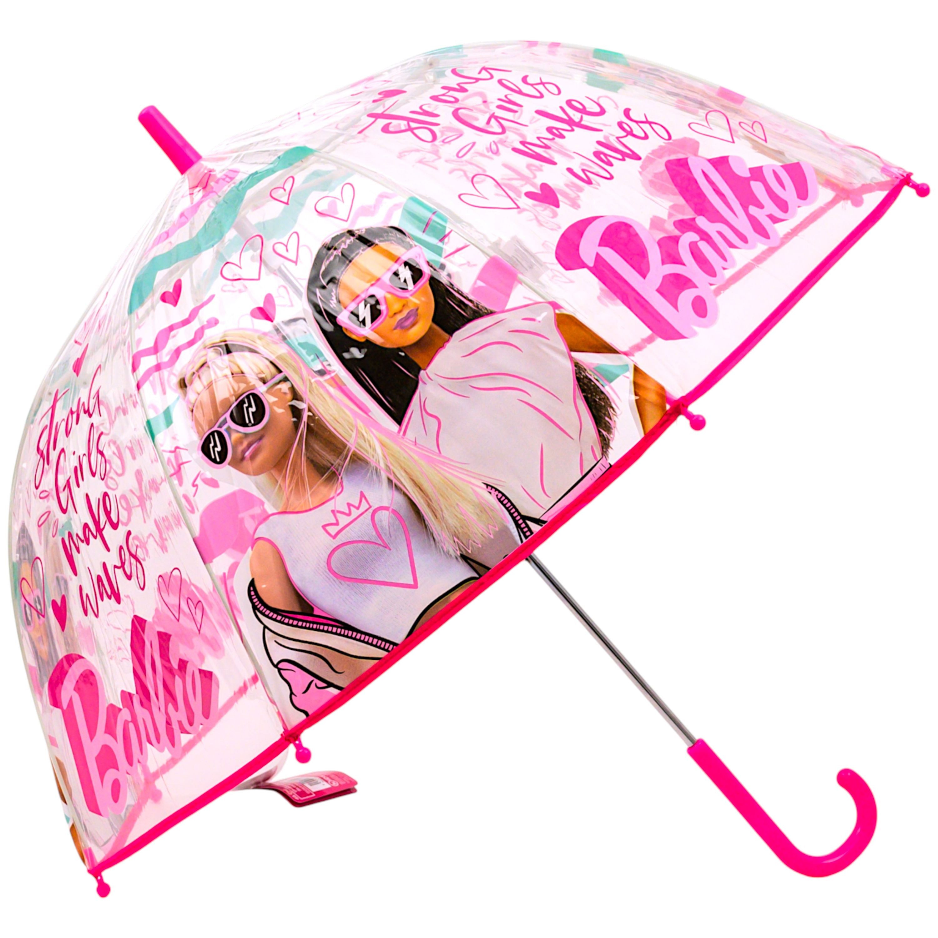 Barbie Stockregenschirm Strong Girls make Waves, Mädchen Regenschirm Kuppelschirm Ø 70, L.: 68 cm