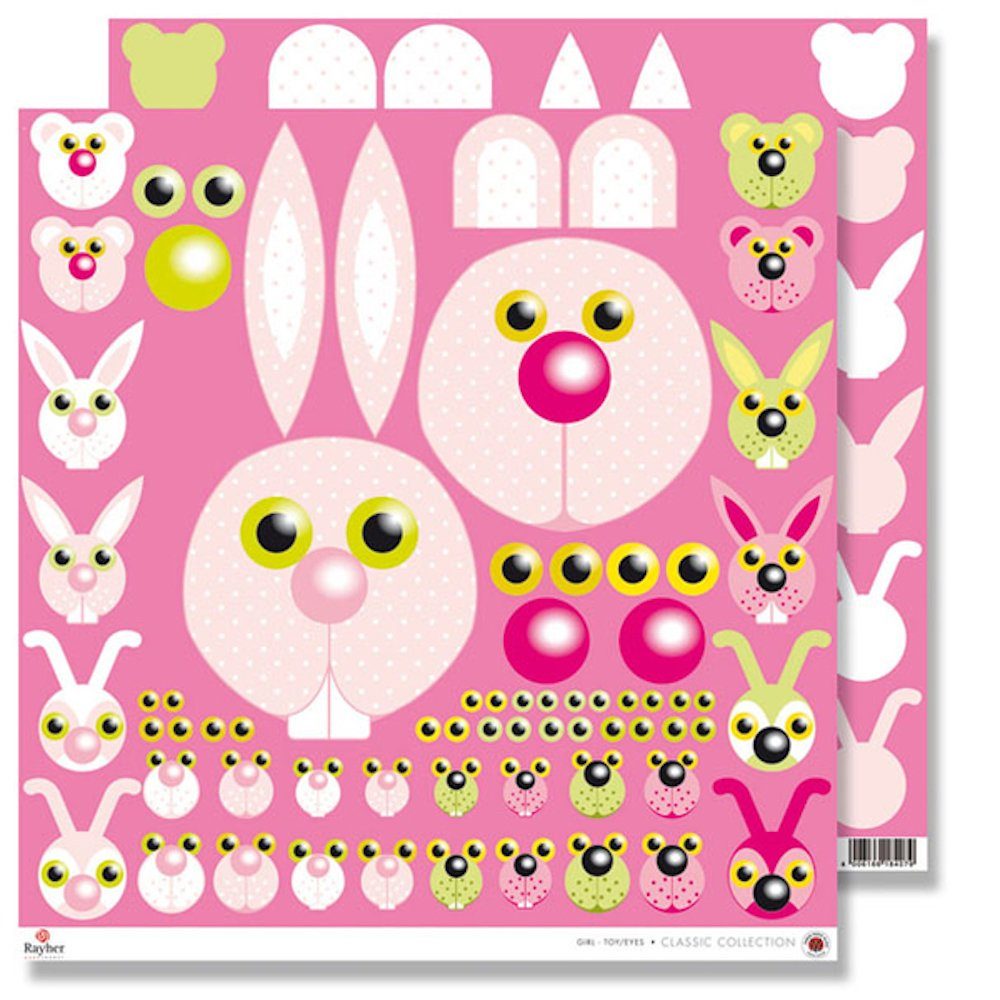 Rayher Papierdekoration rosa Scrapbooking-Papier Hase rabbit