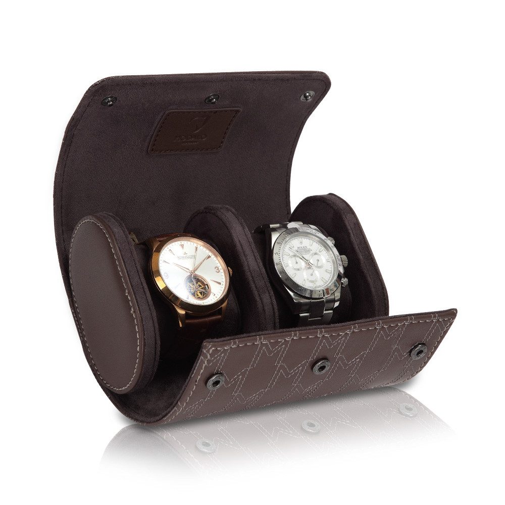 MODALO Uhrenrolle OPTIMUS 2 Uhren (Uhrenbox Uhrenetui Uhrenkasten Uhren Aufbewahrung, Uhrenrolle 2 Uhren)