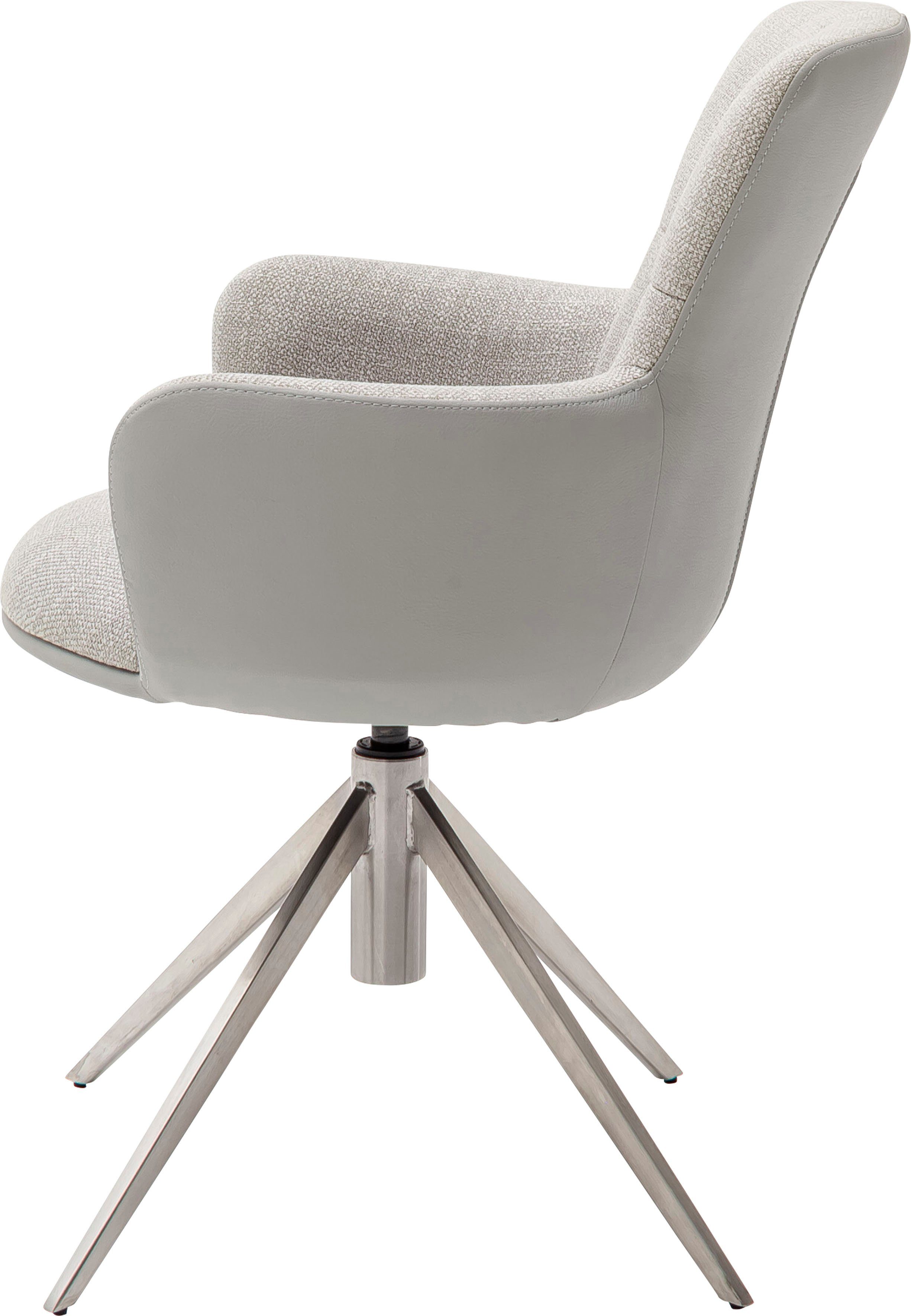 MCA furniture Esszimmerstuhl gebürstet 2 Mecana Materialmix, | 360° | drehbar mit Grau bis 2er (Set, Set St), Grau 120 Stuhl Edelstahl Nivellierung, kg