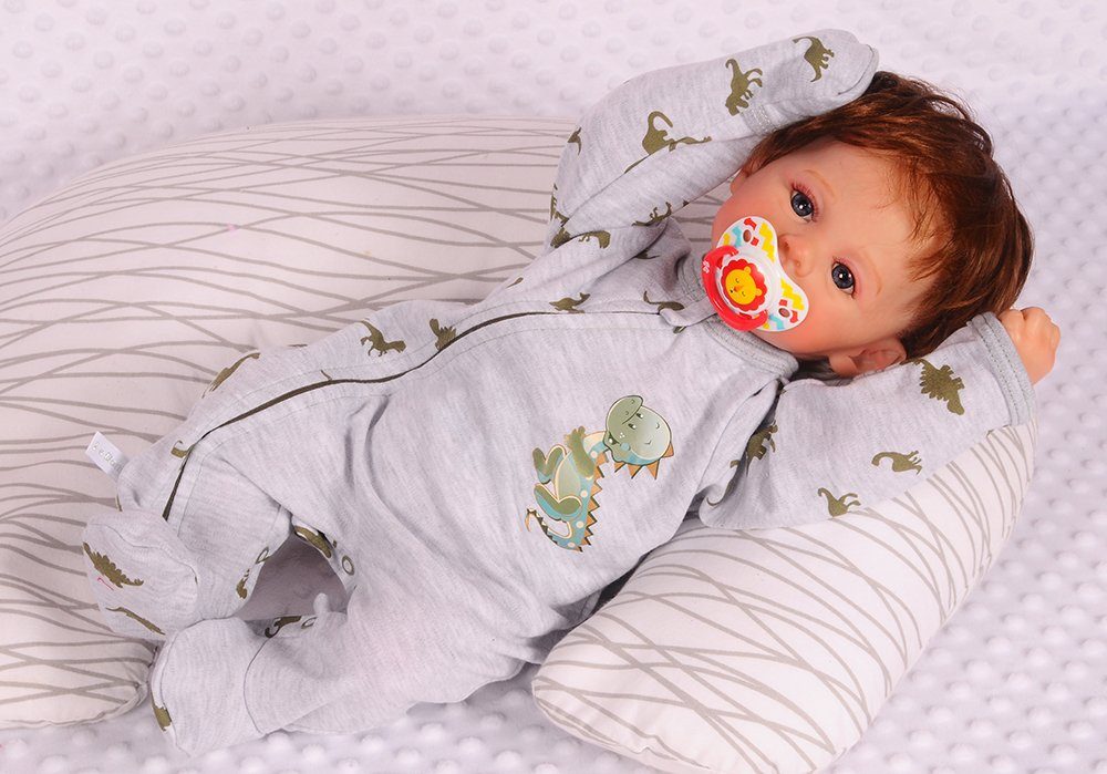 La Bortini Strampler Baby Schlafanzug Einteiler Pyjama 44 50 56 62 68 74 80 86 92 98 aus reiner Baumwolle, mit Reißverschluss