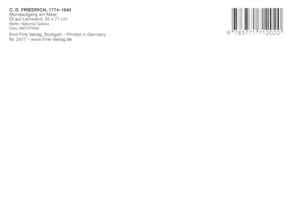 Postkarte Kunstkarte Caspar David Friedrich Meer" am "Mondaufgang