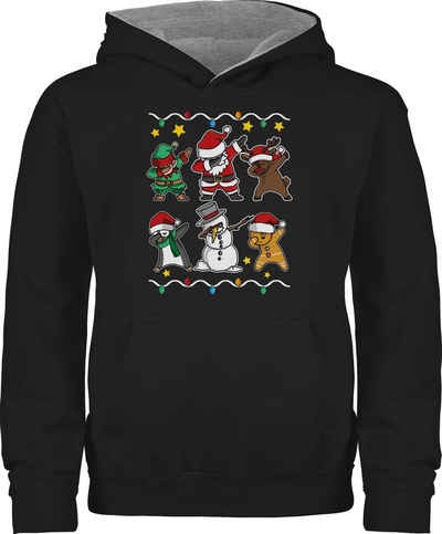 Shirtracer Hoodie »Dabbing Weihnachtsfiguren - weiß - Weihnachten Kleidung Kinder - Kinder Hoodie Kontrast« jungen pullover weihnachtskleinigkeit - huddy swiateczne - pulis xmas