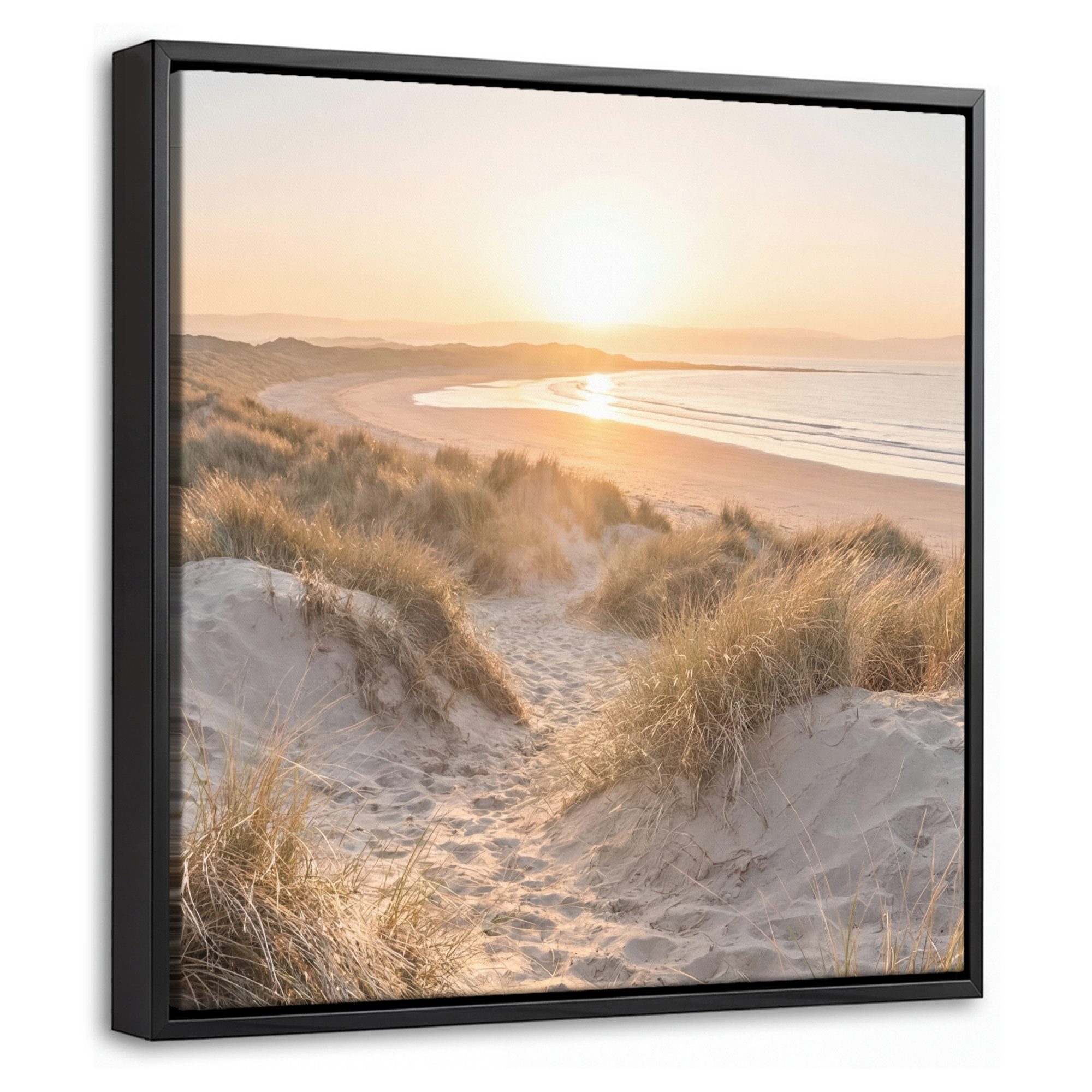 OneMillionCanvasses® Leinwandbild mit Rahmen - Dünen - Strand - Meer, Fotodruck (1 St), Leinwand Bilder Klein, Wand Dekoration Aesthetic 20x20cm