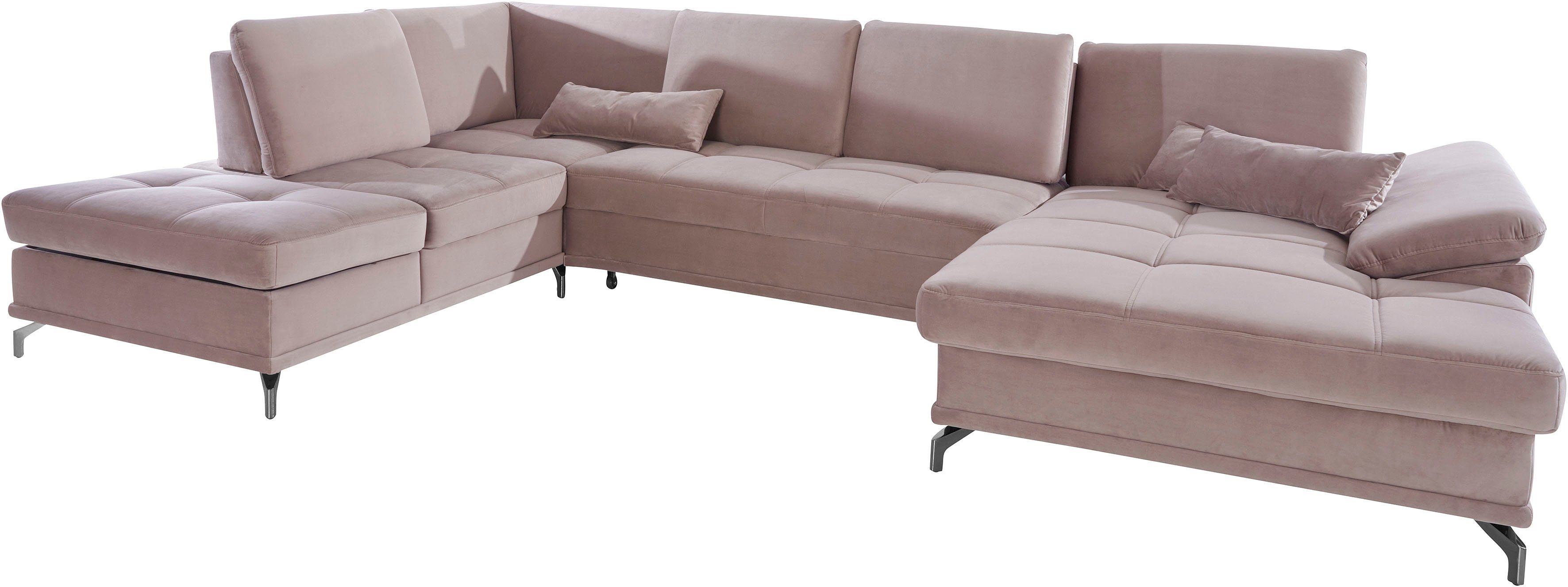 OTTO home Wohnlandschaft Costello U-Form, B: 363 cm mit Sitztiefen-, Armteilverstellung &, 3 Nierenkissen, optional Bettfunktion & Bettkasten