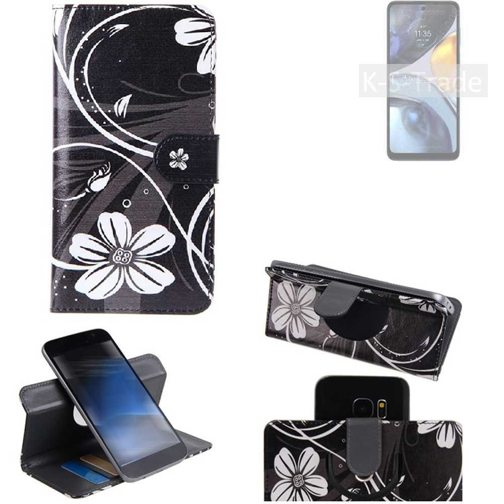 K-S-Trade Handyhülle für Motorola Moto G22, Schutzhülle Handyhülle Hülle 360° Wallet Case ''Flowers''