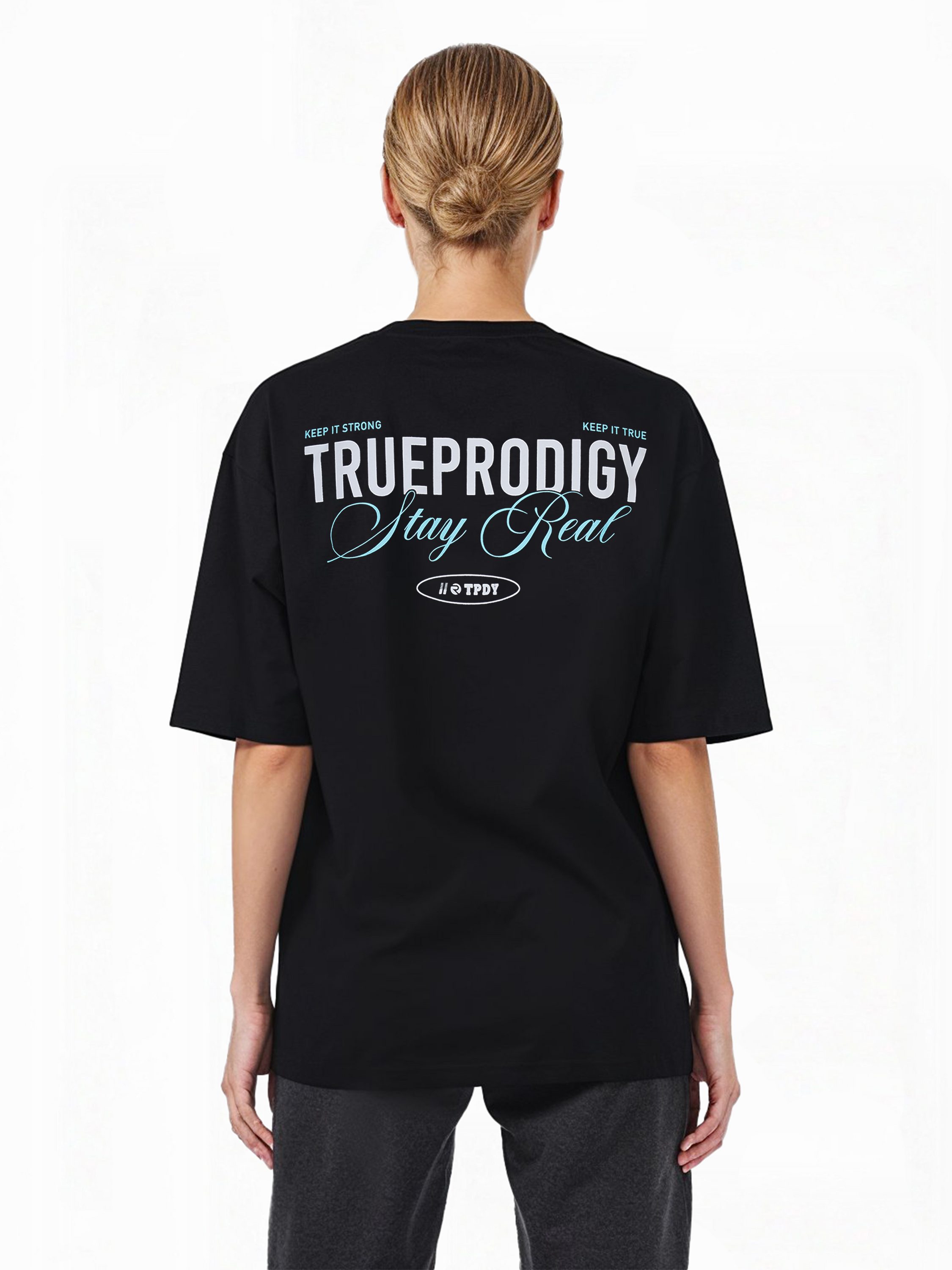 trueprodigy Oversize-Shirt Lou F Logoprint Rundhals dicker Stoff