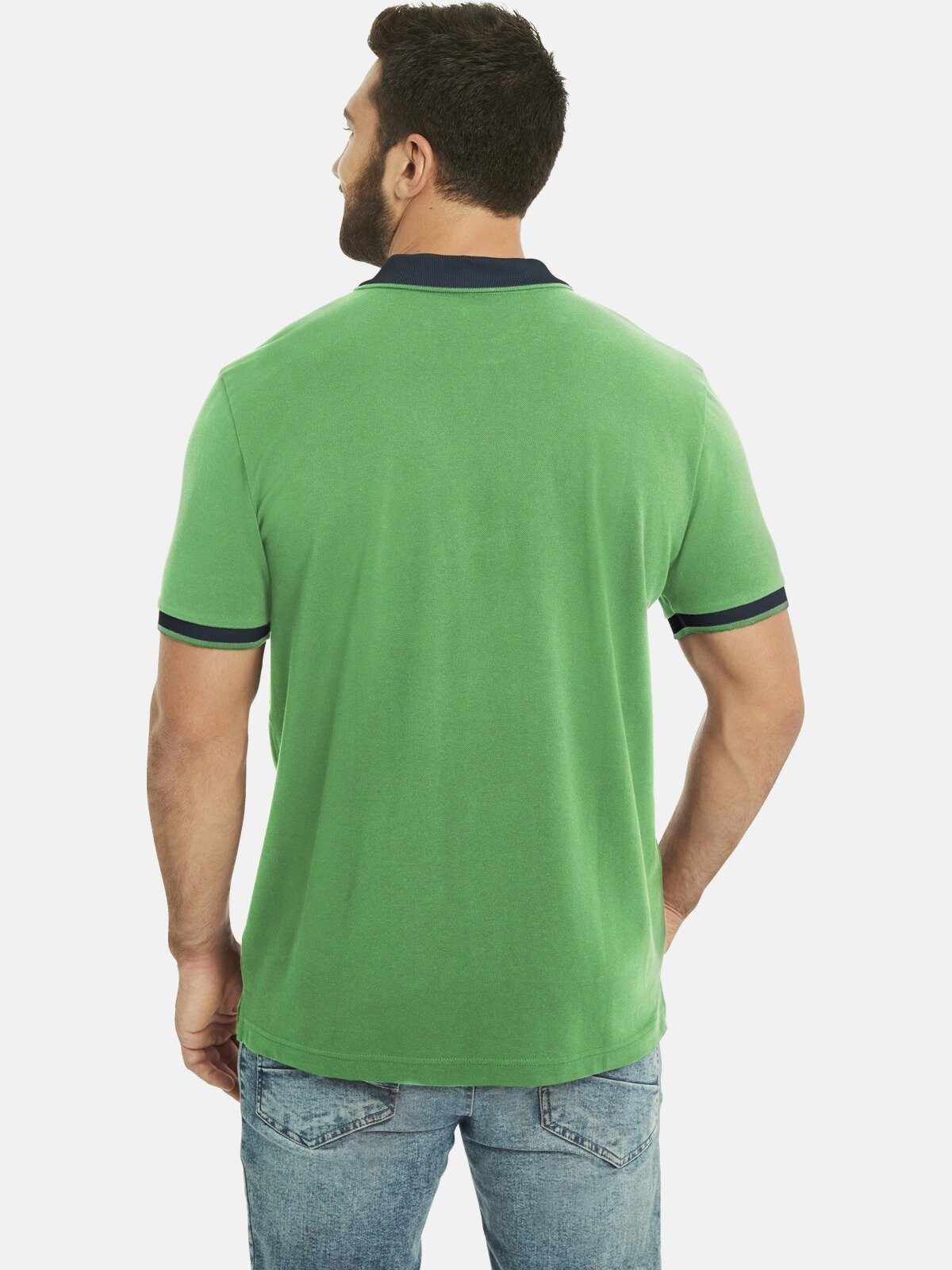 Jan Vanderstorm Poloshirt aus luftigem grün Baumwollpikee LAVRANS