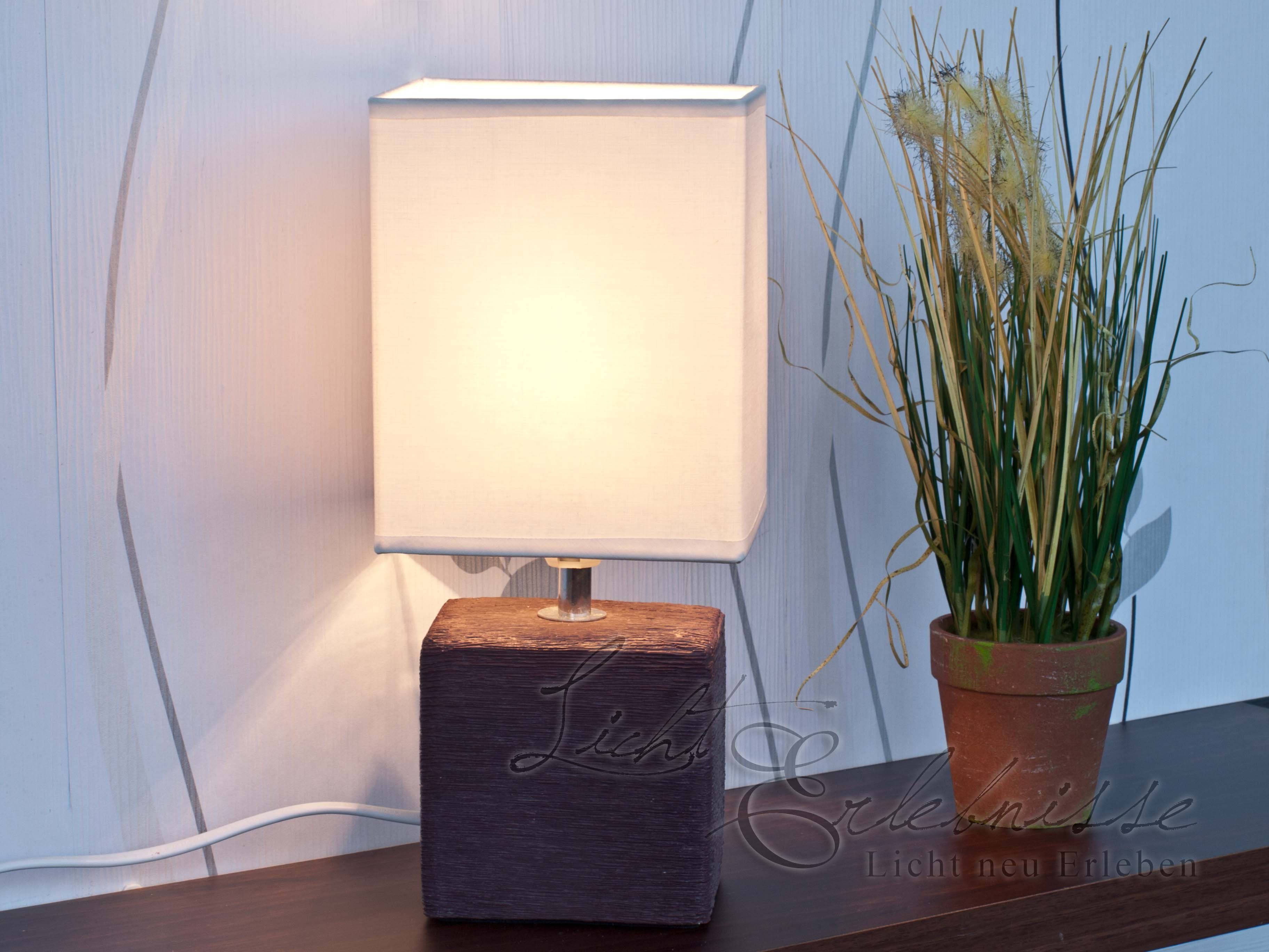Licht-Erlebnisse Nachttischlampe »ORLANDO«, Tischlampe Weiß Braun eckig  Keramik Stoffschirm Lampe online kaufen | OTTO