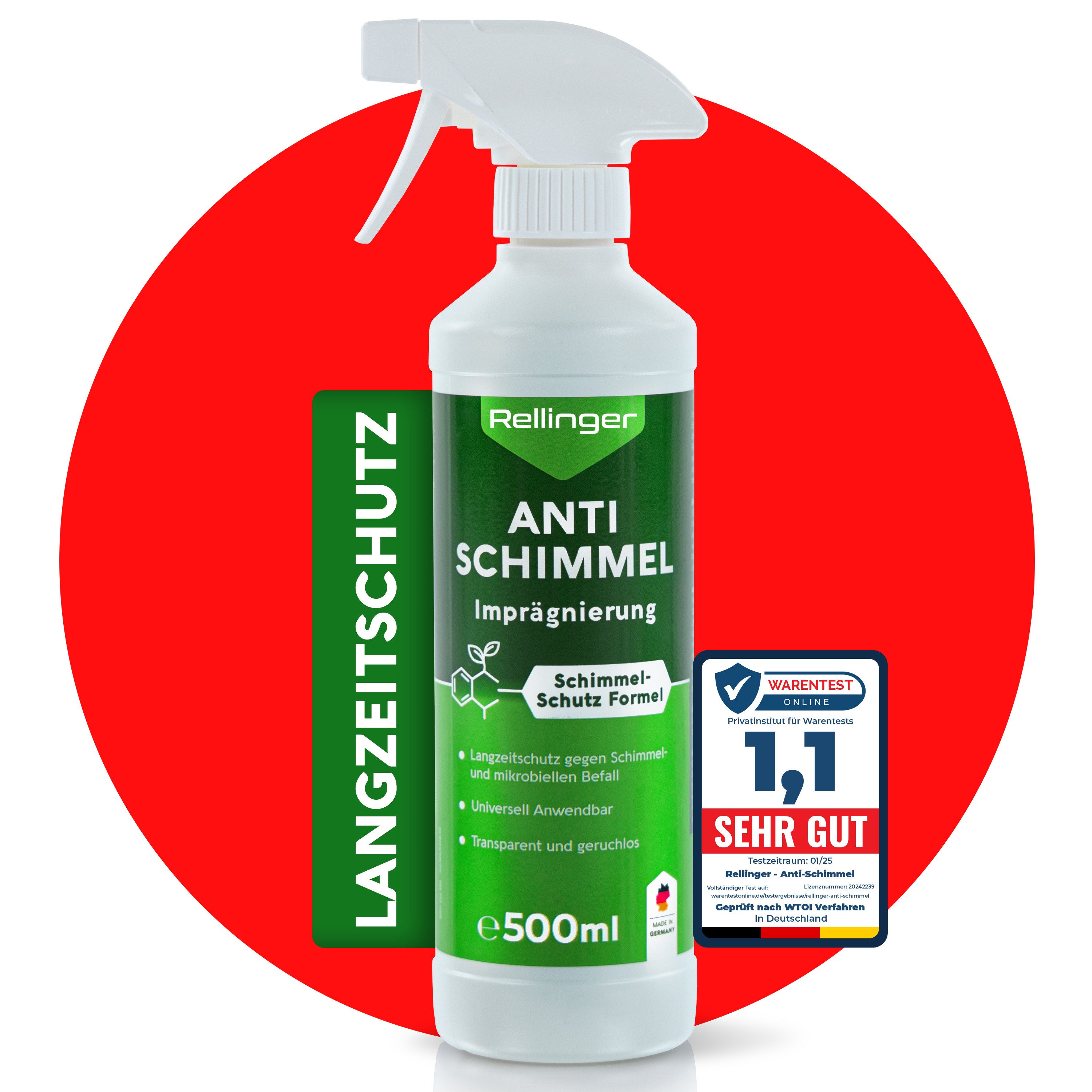 Anti Schimmel Imprägnierung 500ml [POWER-FORMEL] - mit Haft-Effekt Schimmelentferner