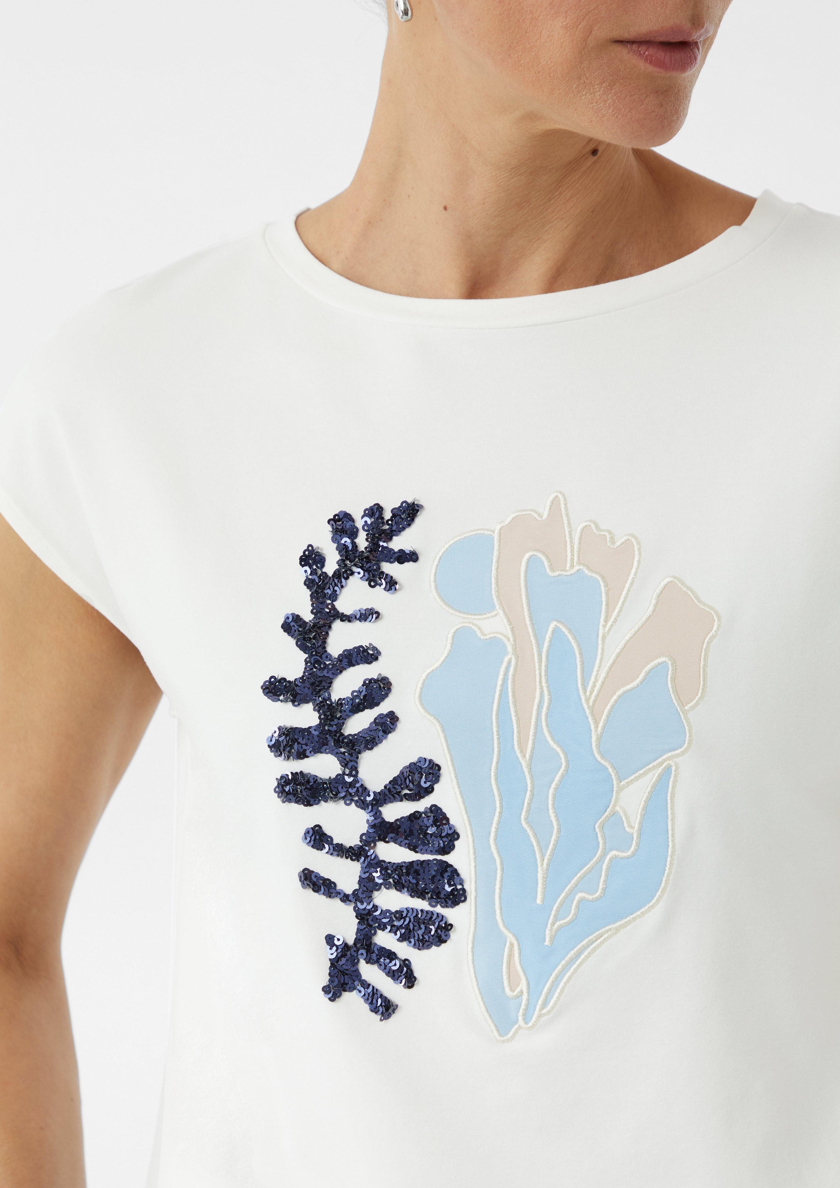Comma Kurzarmshirt Jersey-T-Shirt mit Pailletten und günstig online kaufen