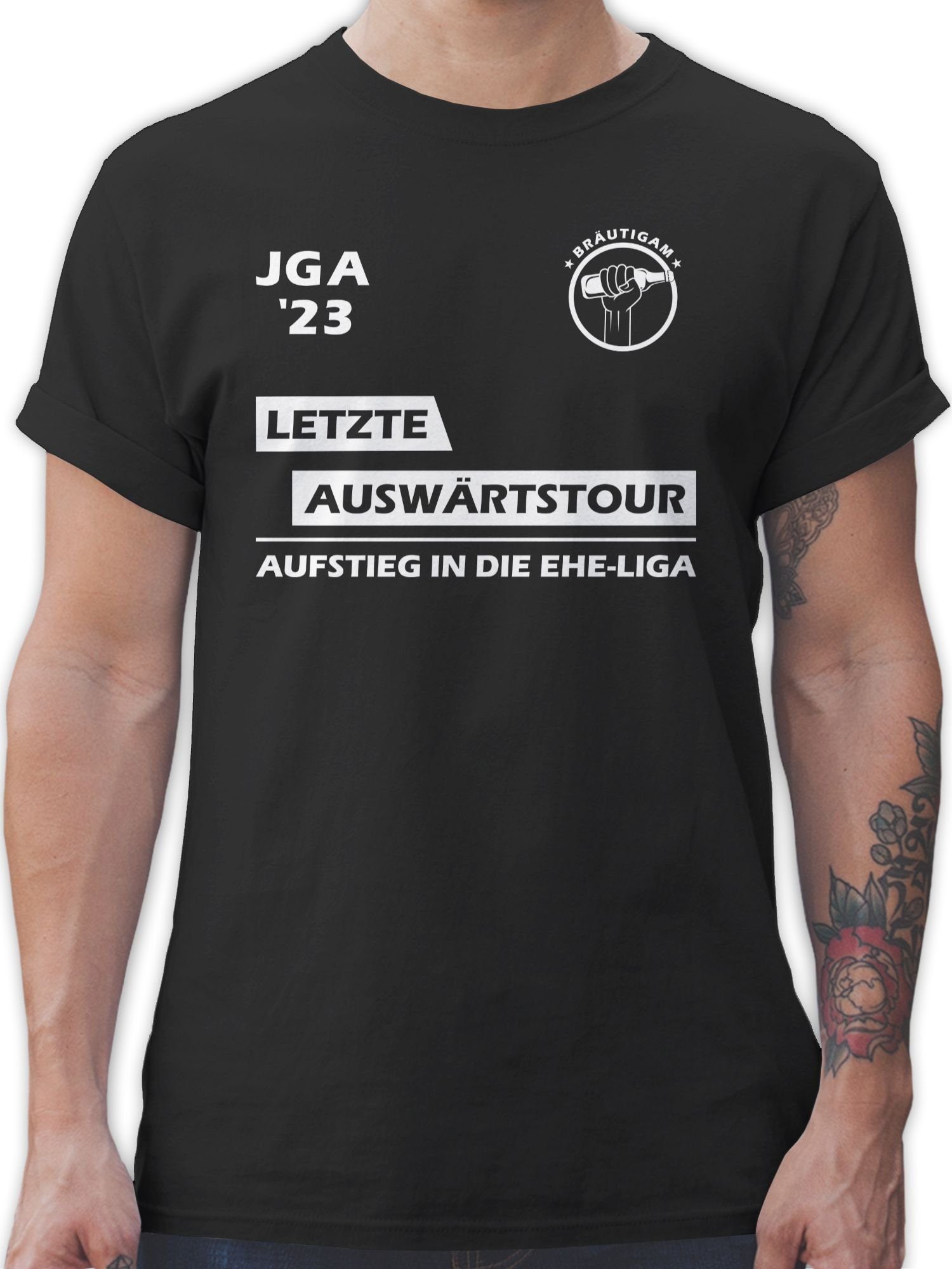 Shirtracer Bräutigam I 2023 Letzte Auswärtstour Schwarz Team - Männer JGA T-Shirt JGA 01