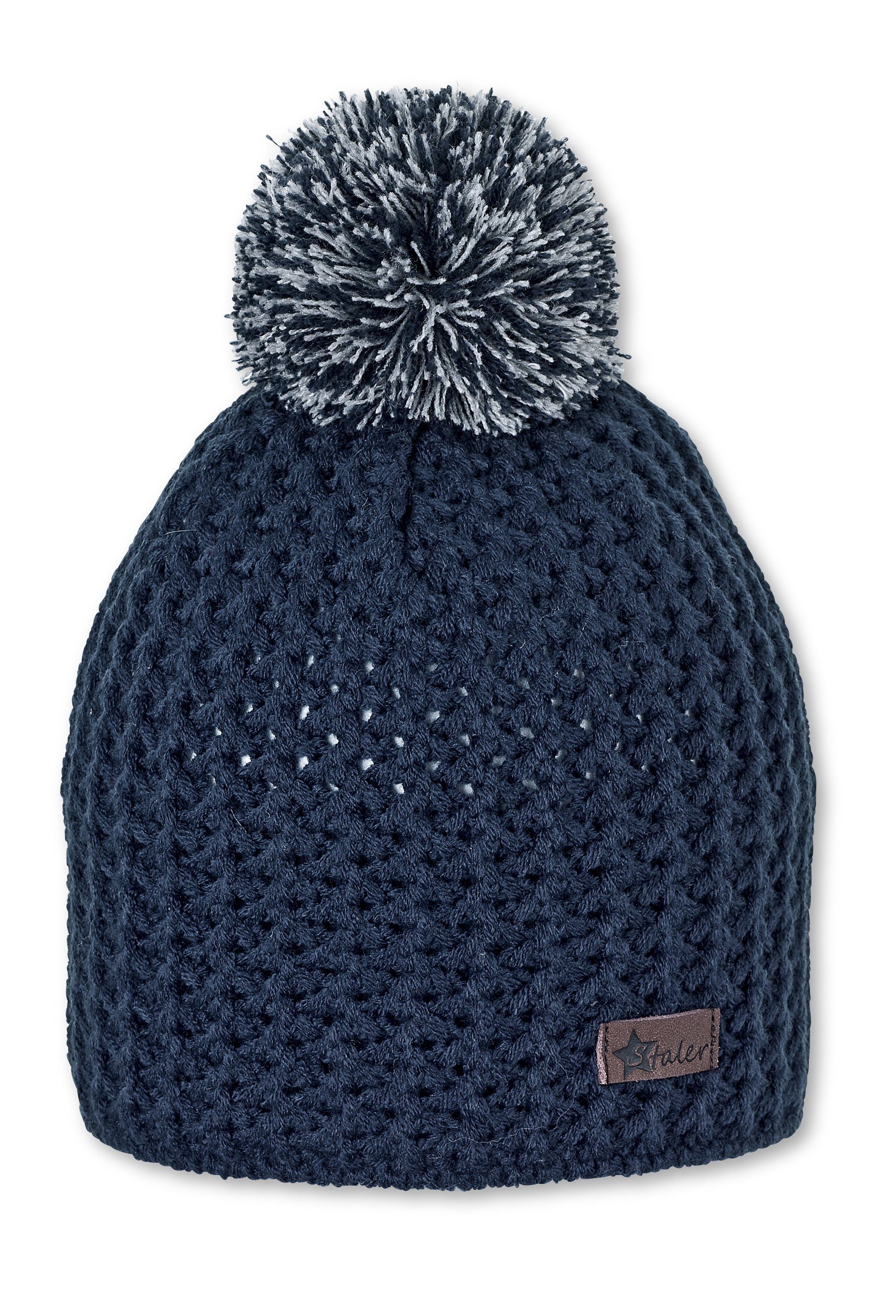 Sterntaler® Strickmütze Strickmütze (1-St) Mütze mit Pompon und coolem Zopf-Muster