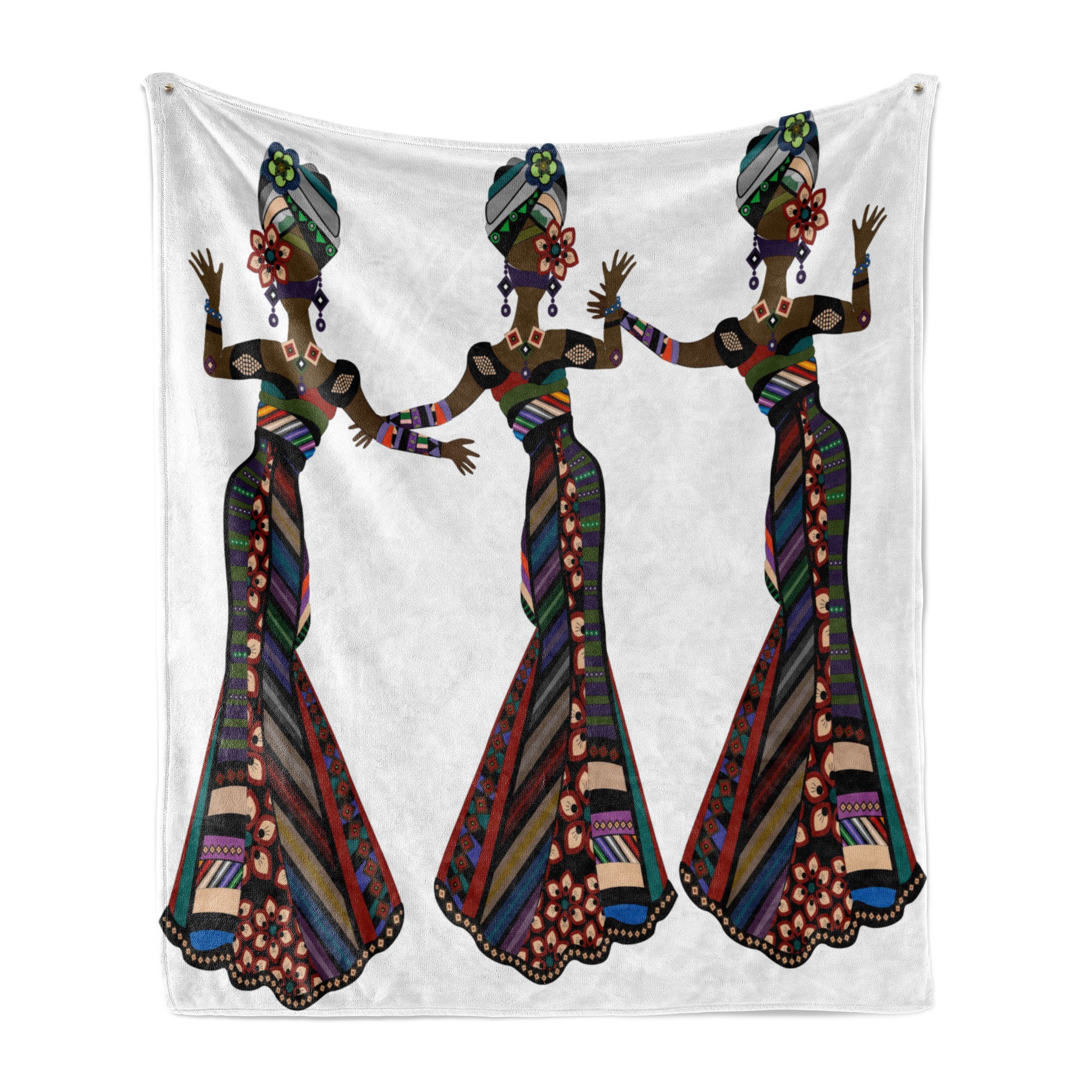 Wohndecke Gemütlicher Plüsch für den Innen- und Außenbereich, Abakuhaus, afrikanische Frau Gebürtige Kostüme