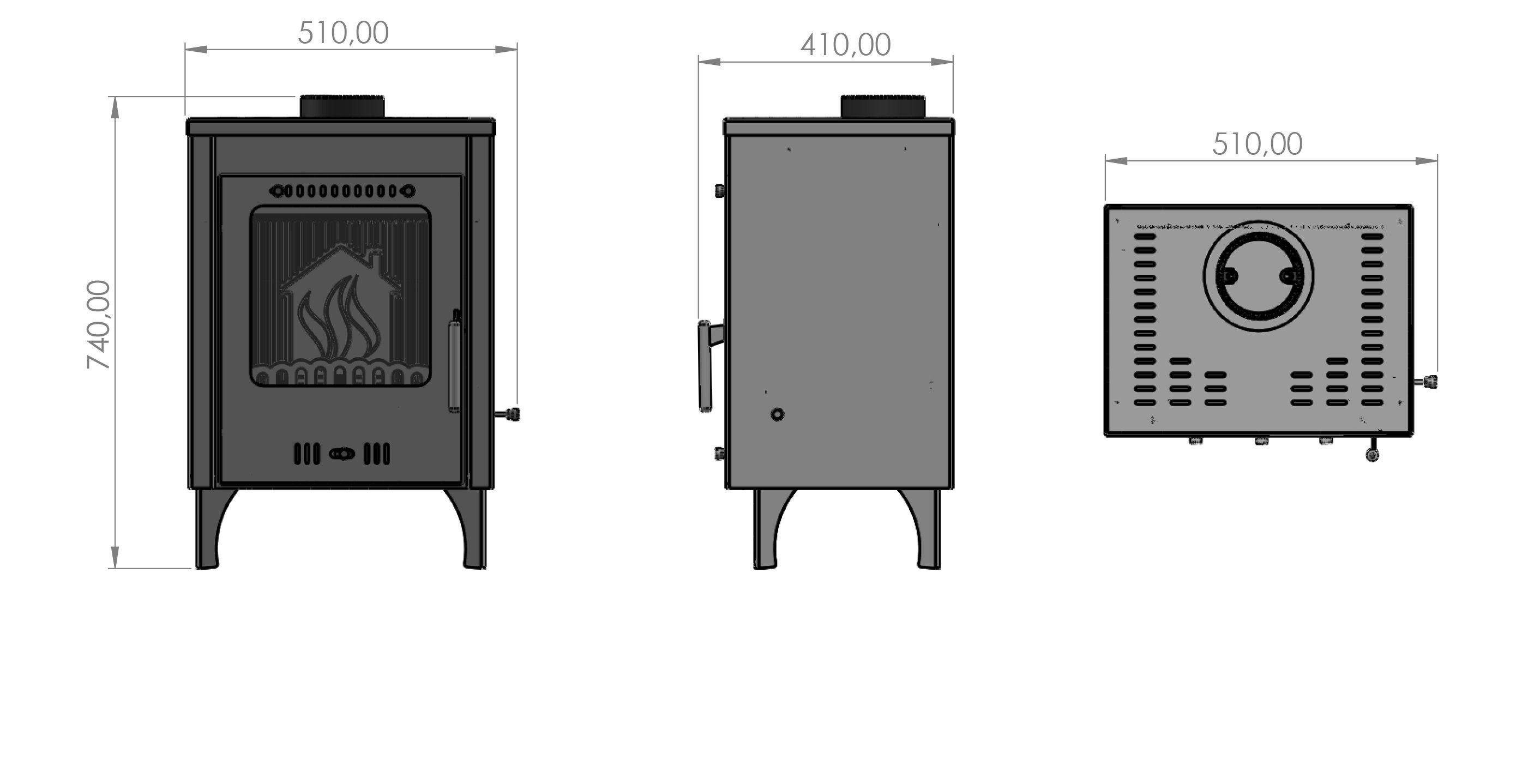 moeby24 Kaminofen 130mm 7,8 Kamin, EEK A+, BimSchV Anthrazit Kaminofen 2 Kamin Rauchrohr Ofen (1-tlg), KW Scheibenspülung kW, 7 Olympus