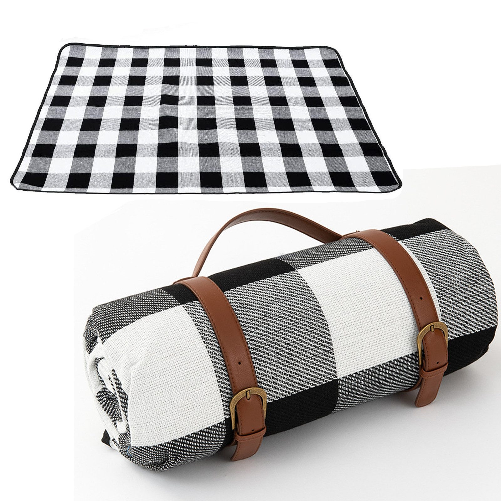 Picknickdecke Tragbare große Stranddecke, Campingdecke mit Gürtel, 200 x 150 cm