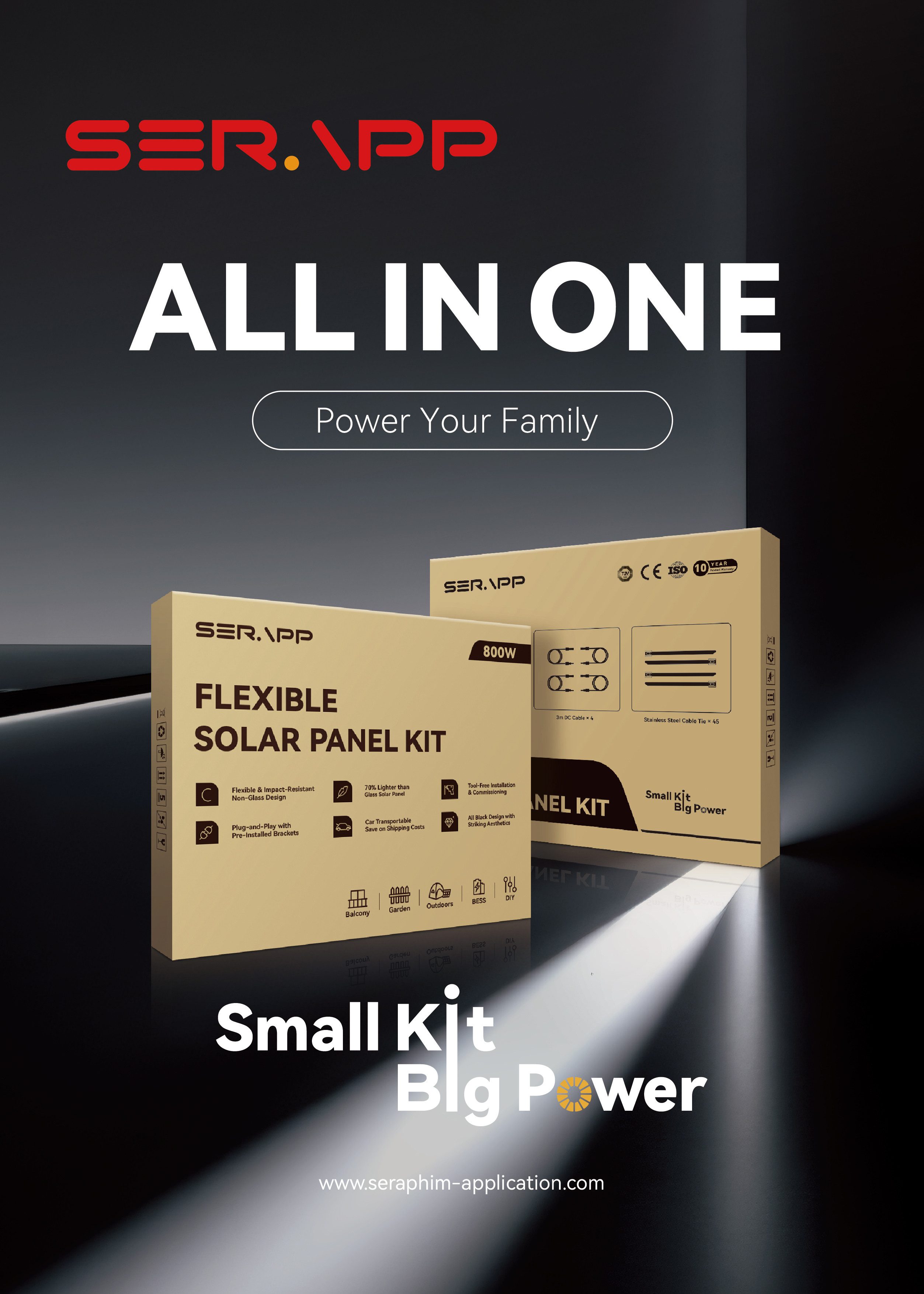 SERAPP Balkonkraftwerk 800W flexibles Photovoltaik Solaranlage Steckerfertig Solar Panel, flexible Solarmodul sind Leicht und flexibel