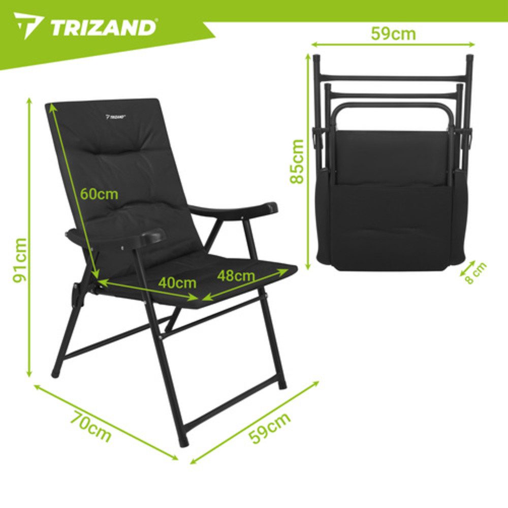 Trizand Campingstuhl Klapp-Campingstühle Gartenstühle (Spar-Set, 2 St), Ergonomisch hohe Rückenpartie und breiten Armlehnen