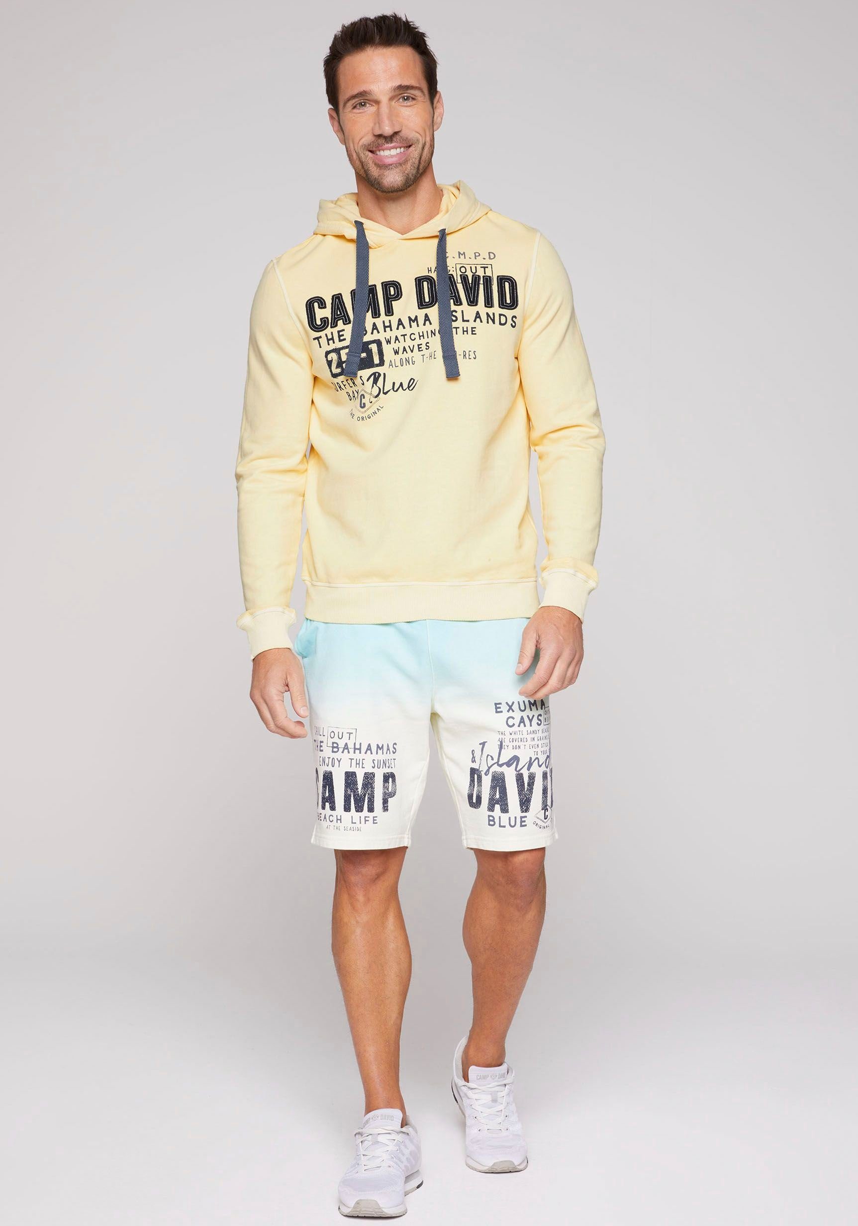 CAMP DAVID Kapuzensweatshirt mit sun Schriftzügen banana