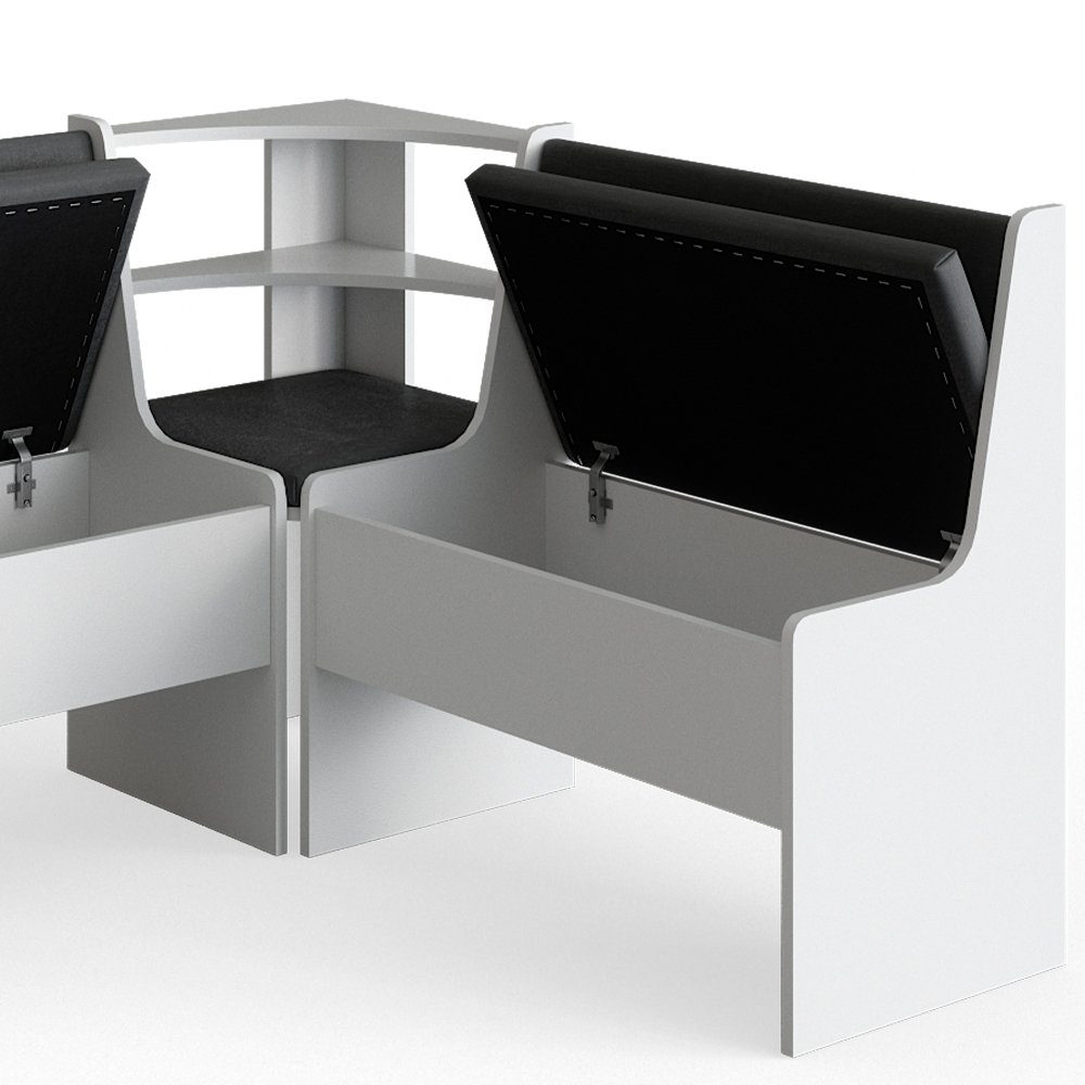Vicco Sitzbank Roman, Weiß/Anthrazit, 120 x 120 cm Ohne Tisch (Set, 5-St., 3-er Set), bequeme Polsterung