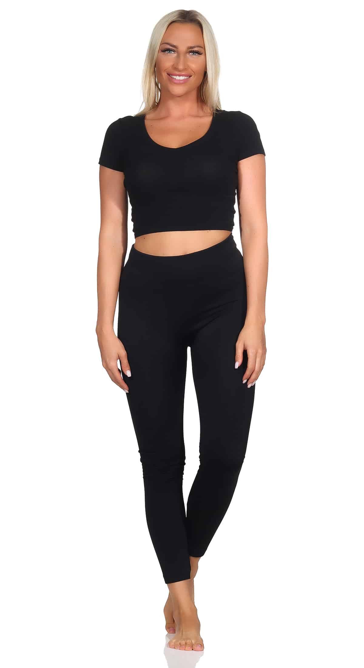 Aurela Damenmode Thermoleggings Damenleggings leicht angeraute Thermoleggings Skiunterwäsche mit breitem Komfortbund, innenseitig angeraut