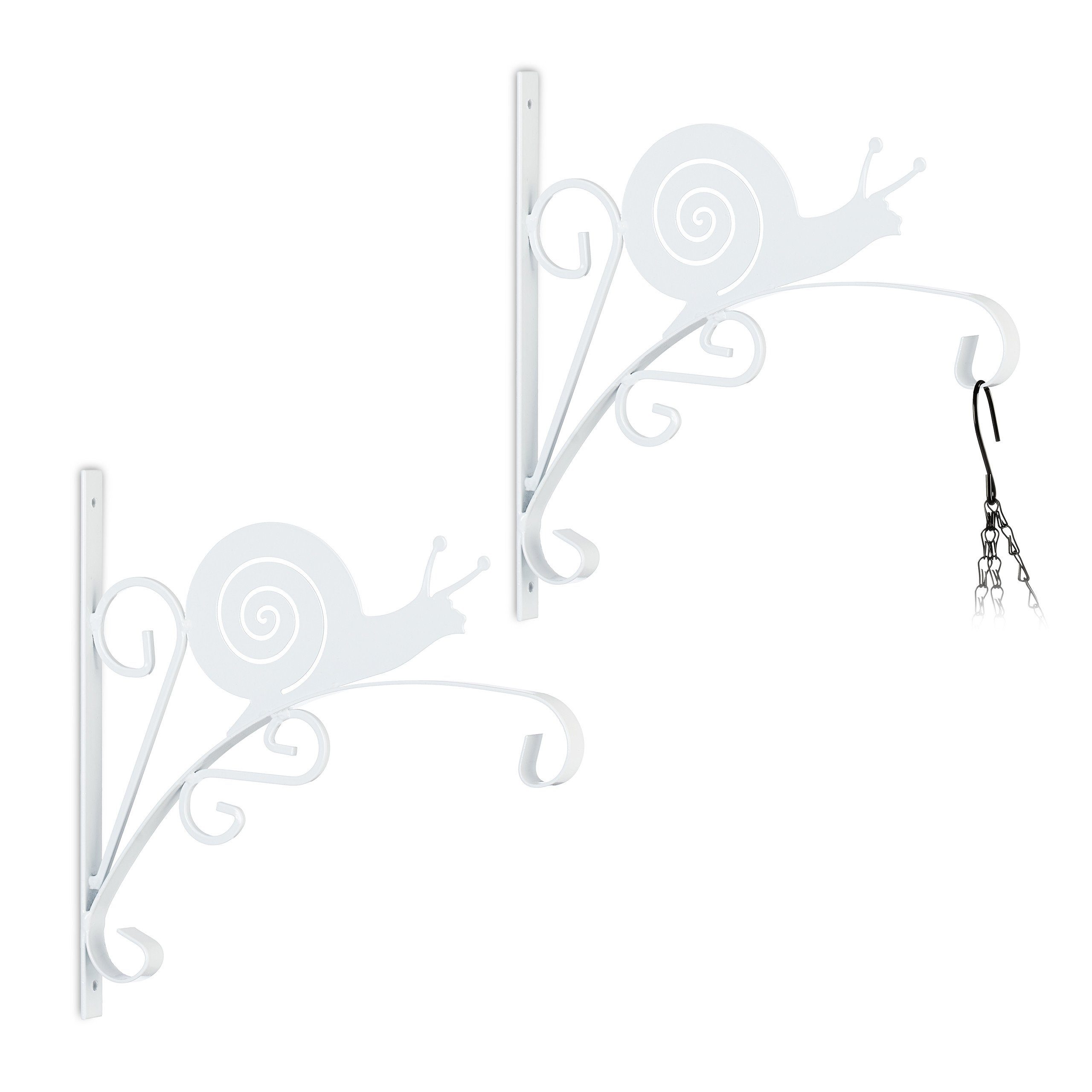 relaxdays Wandhaken Blumenampelhalterung 2er Set Schnecke