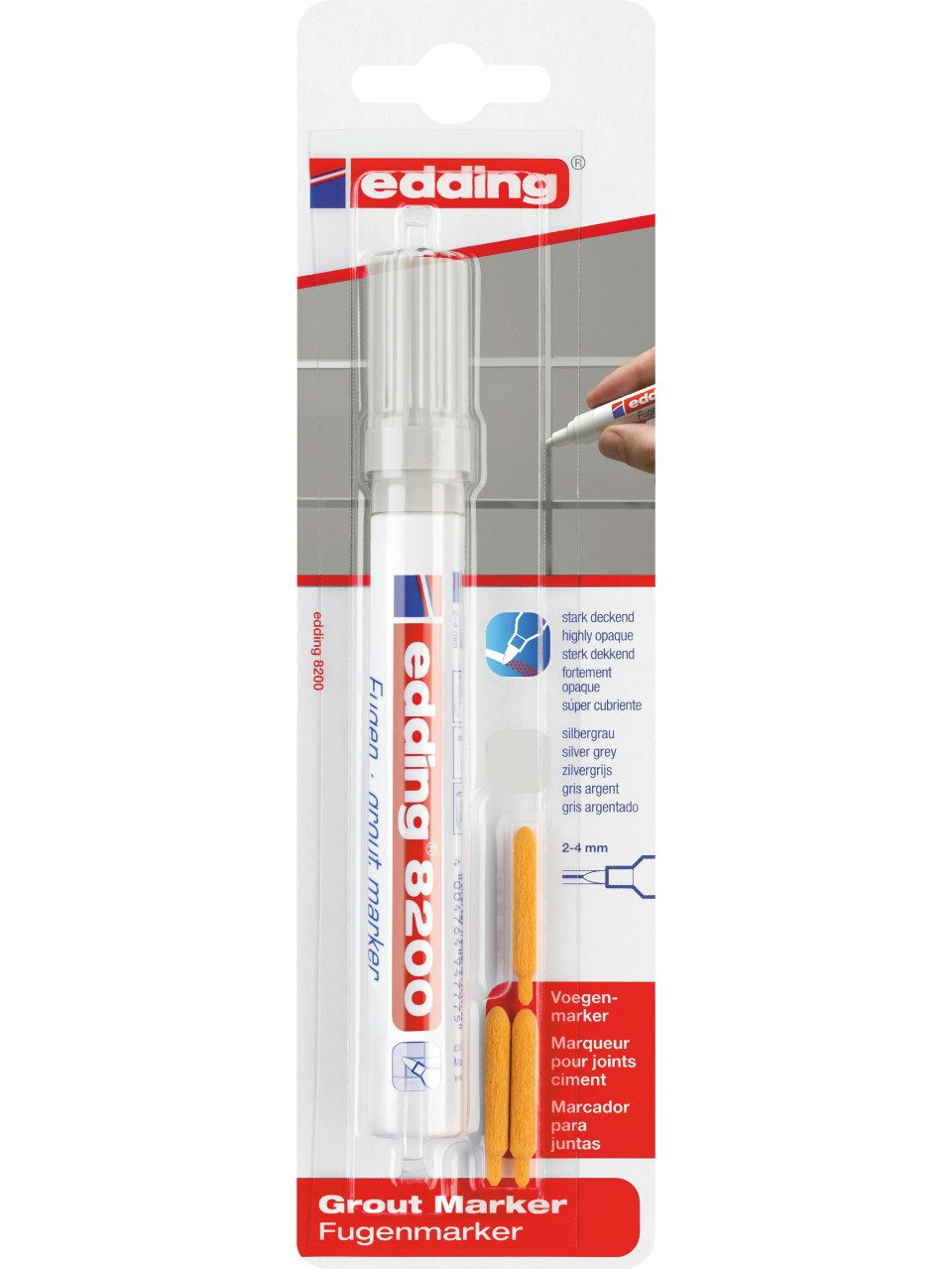 Permanentmarker edding 8200 grout marker silbergrau