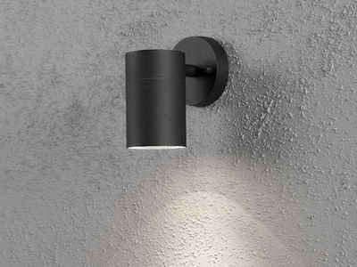 KONSTSMIDE LED Außen-Wandleuchte, LED wechselbar, warmweiß, Fassadenbeleuchtung Haus-wand, Terrassenleuchten Schwarz, H: 12cm