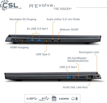 CSL R'Evolve C15 5500U / 64GB / 1000GB / Windows 11 Home Notebook (39,6 cm/15,6 Zoll, 1000 GB SSD)
