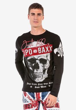 Cipo & Baxx Langarmshirt mit aufwendigem Strass-Design