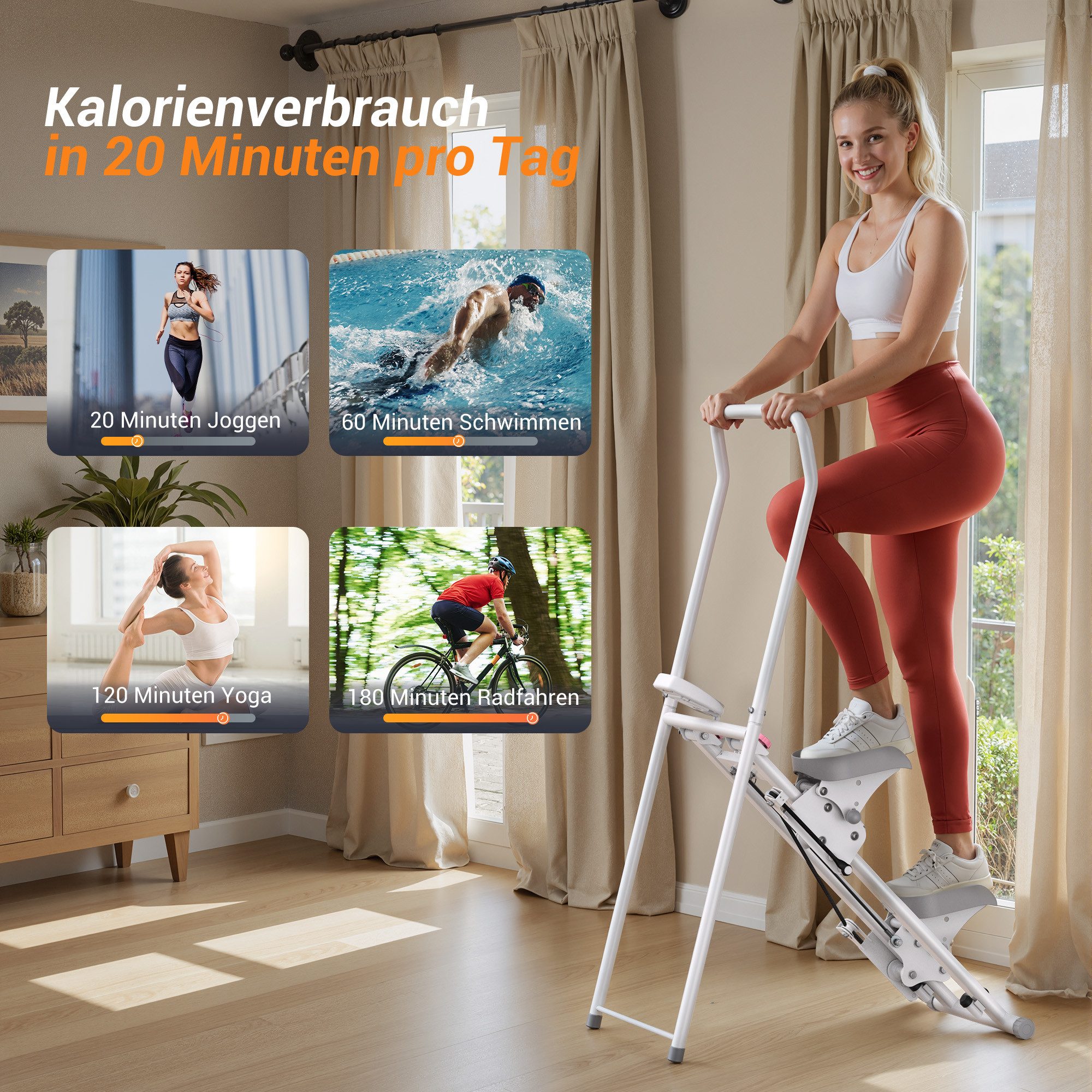 MERACH Stepper 2025 Neues Stair Stepper für Heimtraining, Rehabilitation (Tragbarer Crosstrainer Stepper klappbar mit 3 Widerstandsstufen, mit LCD-Schirm & verstellbare Lenker & Rutschfeste Pedale), Vertical Climber Maschine für Ganzkörper-Workout