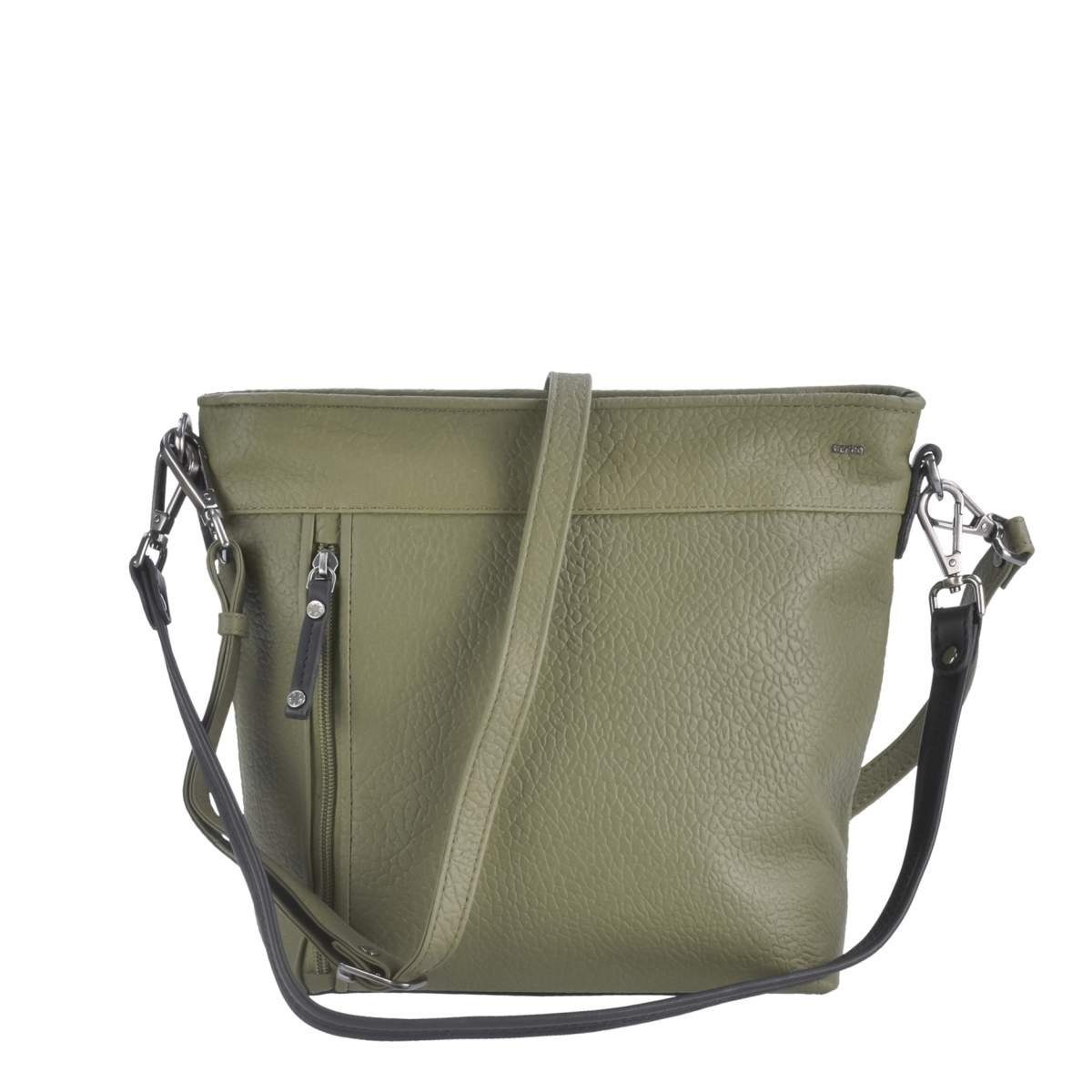 Fleur, 2 Umhängetasche Leder Gurten, mit 31x26cm, olive Damentasche, Schultertasche Handtasche berba