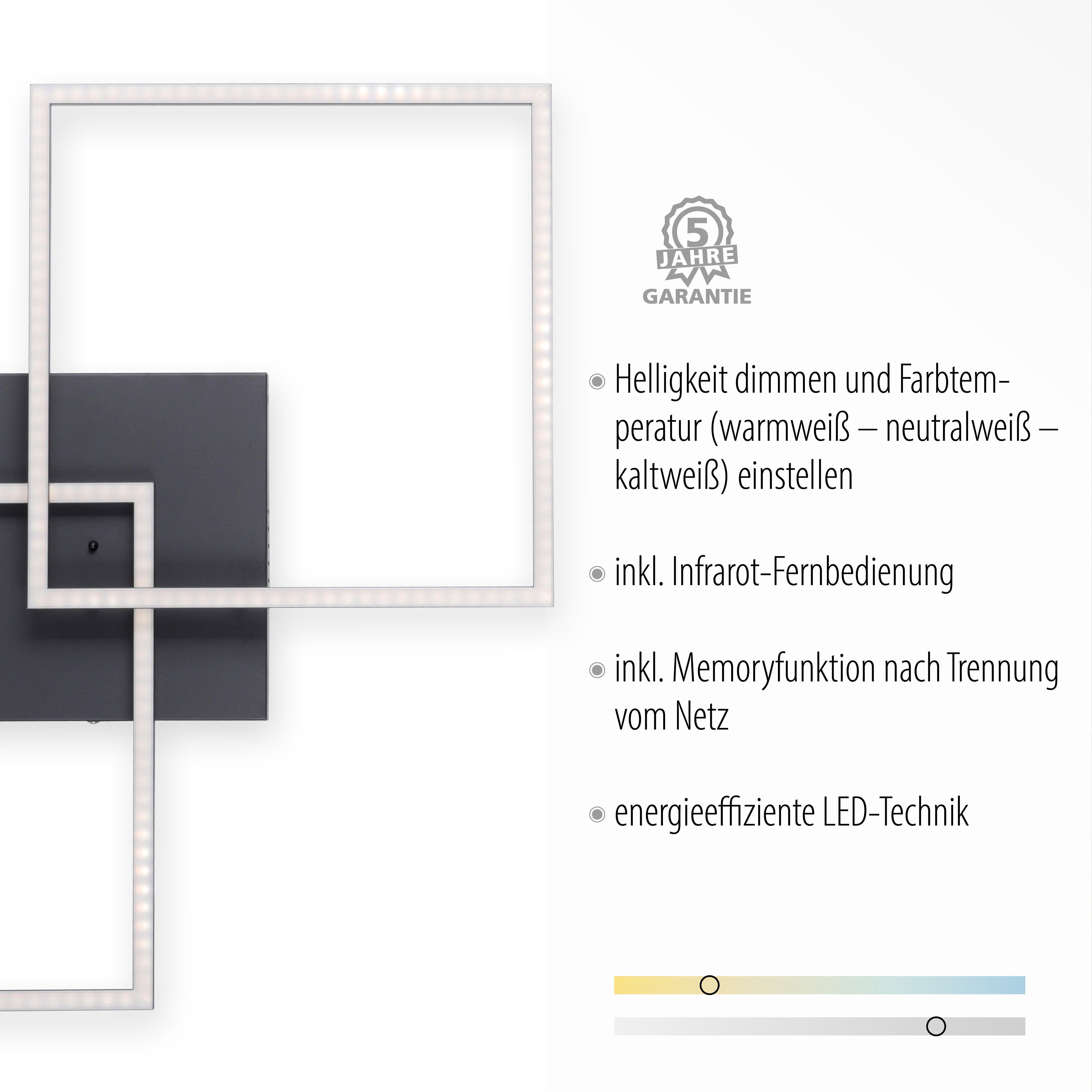 integriert, vom inkl., LED Deckenleuchte warmweiß Fernbedienung, dimmbar LED Dimmfunktion, Leuchten Memory, Infrarot IVEN, über Direkt Trennung nach - fest Fernbedienung kaltweiß, Netz,