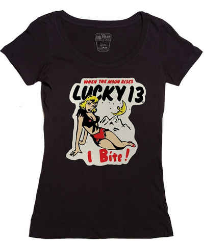 Lucky 13 T-Shirt Lucky 13 Damen T-Shirt I Bite Scoop-Neck Adult