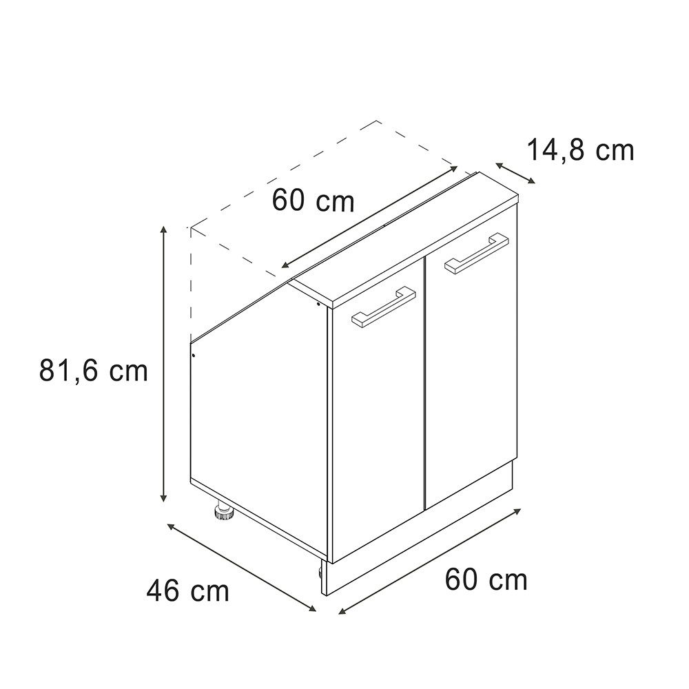 Vicco Unterschrank R-Line, Sonoma/Anthrazit, 60 cm mit 2 Türen günstig online kaufen