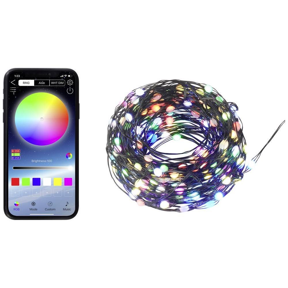 Sygonix Lichterkette Smarte RGB Lichterkette SY-5167250, per App steuerbar, Timer, mit Farbwechsel